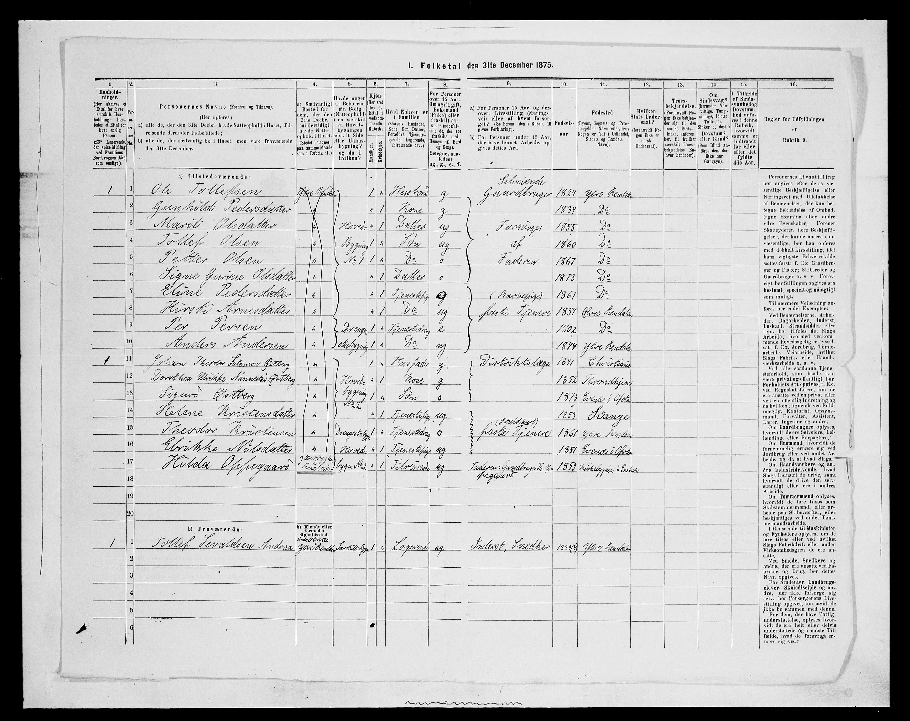 SAH, 1875 census for 0432P Rendalen, 1875, p. 344