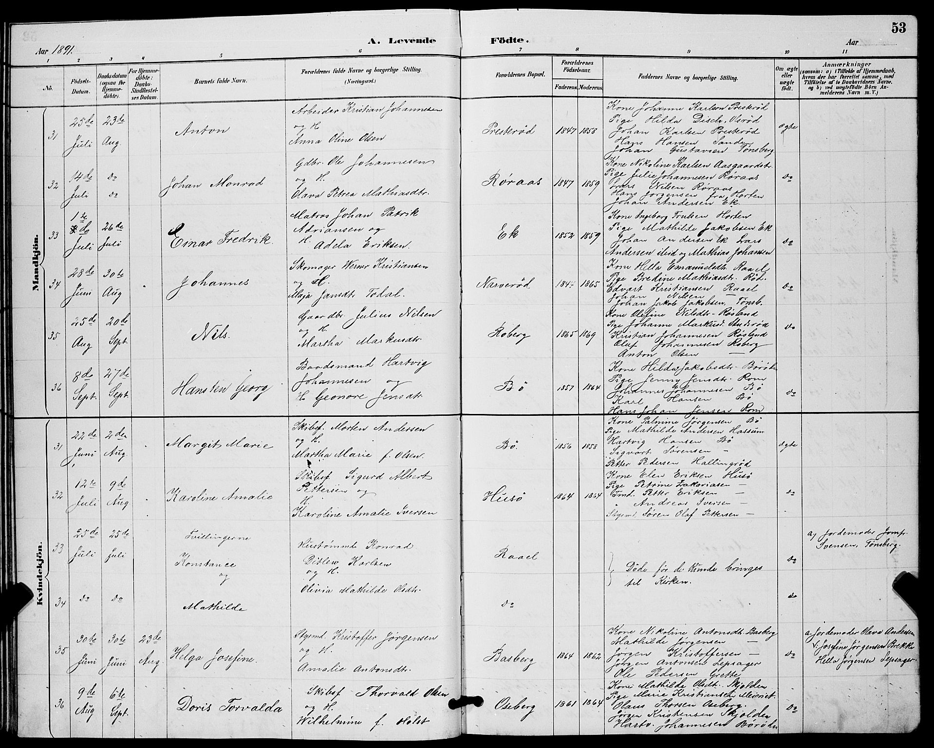 Sem kirkebøker, AV/SAKO-A-5/G/Gb/L0002: Parish register (copy) no. II 2, 1886-1899, p. 53