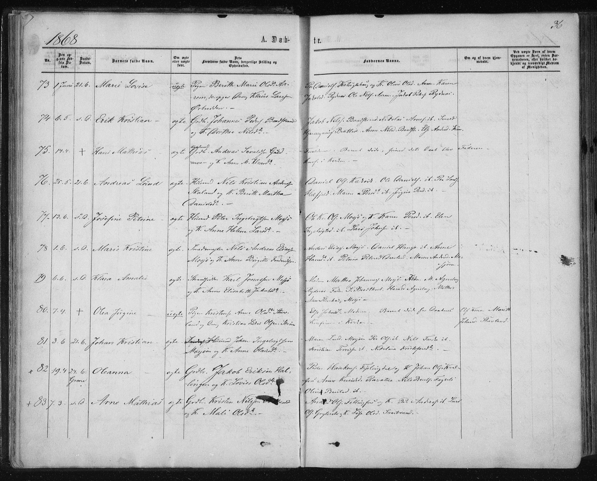 Ministerialprotokoller, klokkerbøker og fødselsregistre - Nordland, AV/SAT-A-1459/820/L0294: Parish register (official) no. 820A15, 1866-1879, p. 36