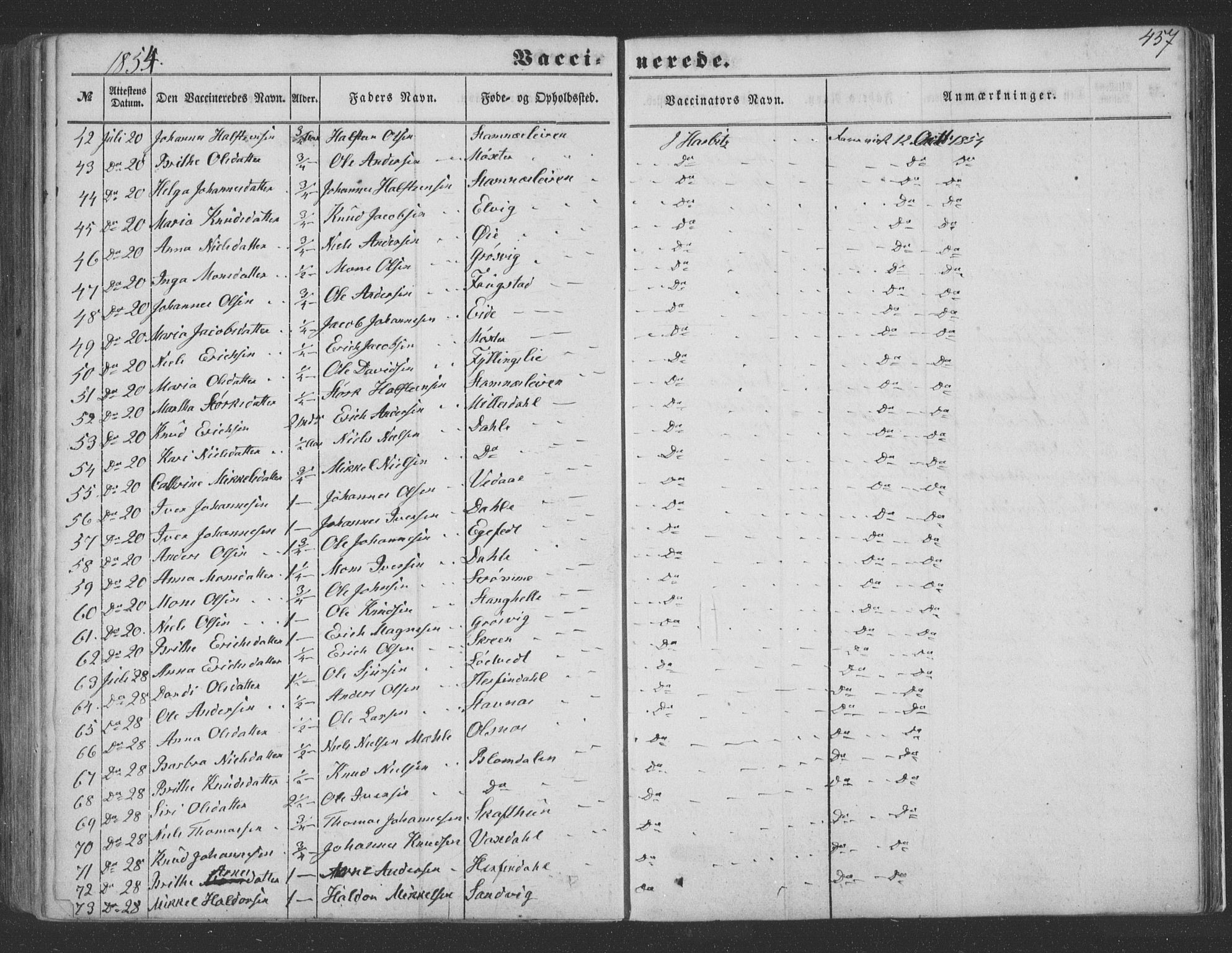 Haus sokneprestembete, AV/SAB-A-75601/H/Haa: Parish register (official) no. A 16 II, 1848-1857, p. 457