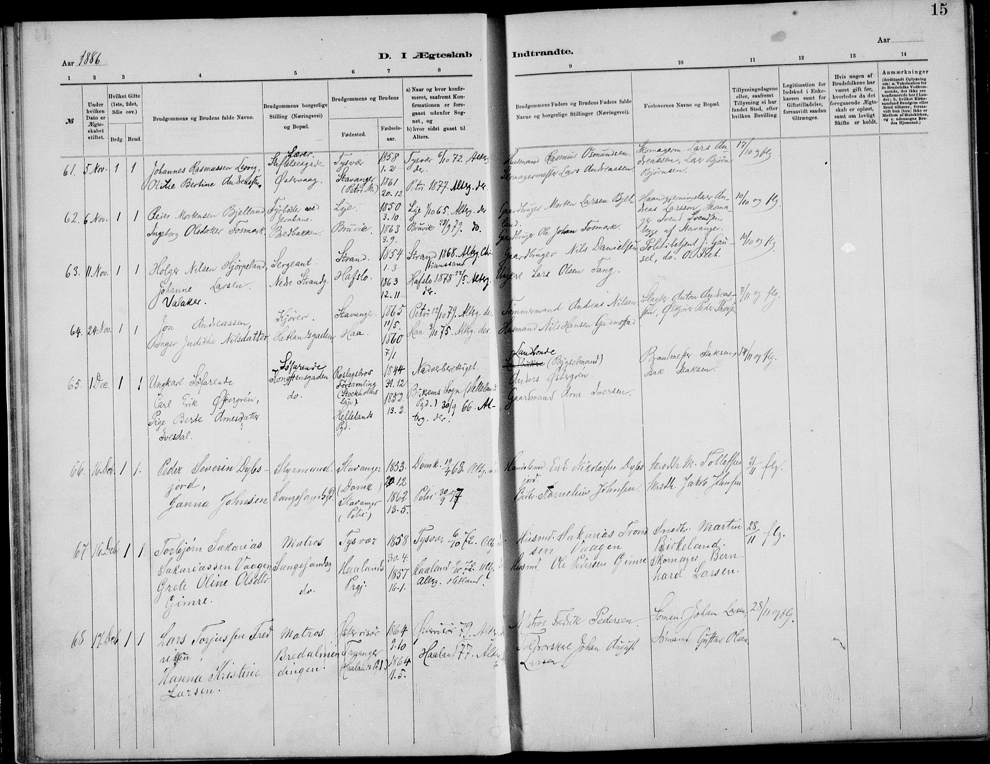 St. Petri sokneprestkontor, AV/SAST-A-101813/001/30/30BB/L0005: Parish register (copy) no. B 5, 1878-1895, p. 15