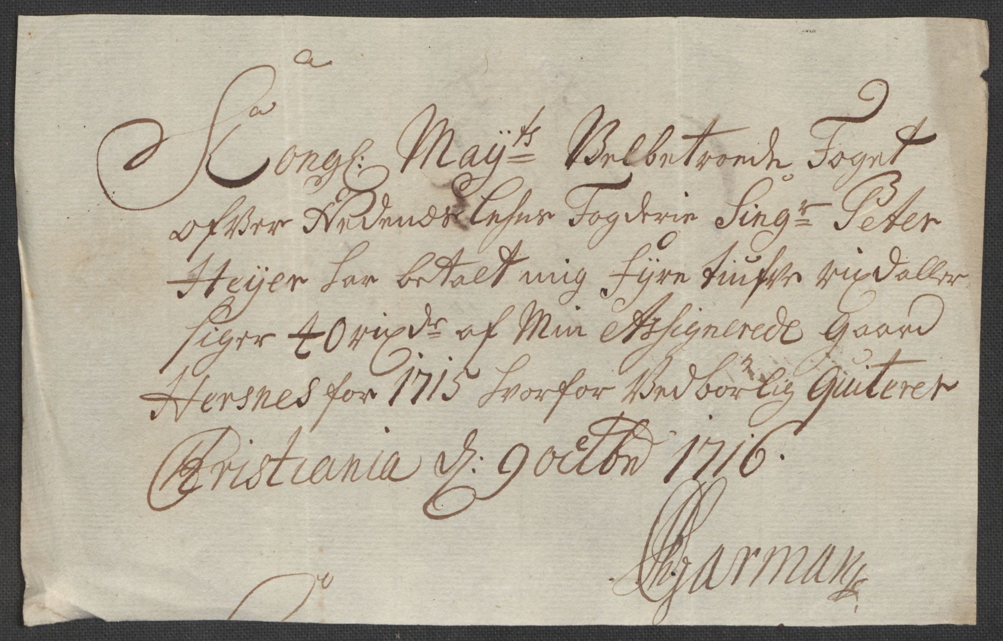 Rentekammeret inntil 1814, Reviderte regnskaper, Fogderegnskap, AV/RA-EA-4092/R39/L2323: Fogderegnskap Nedenes, 1715, p. 263
