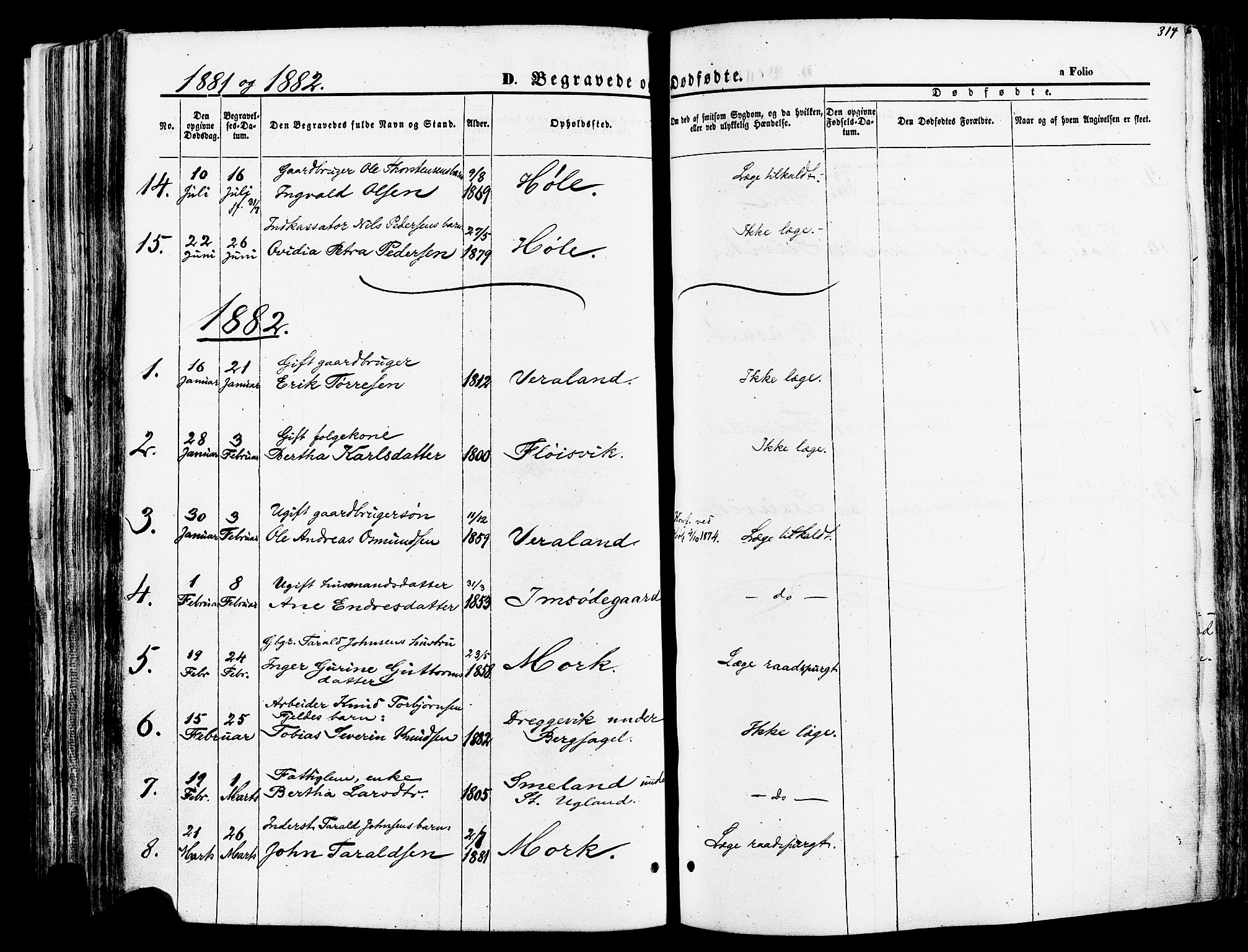 Høgsfjord sokneprestkontor, SAST/A-101624/H/Ha/Haa/L0002: Parish register (official) no. A 2, 1855-1885, p. 314