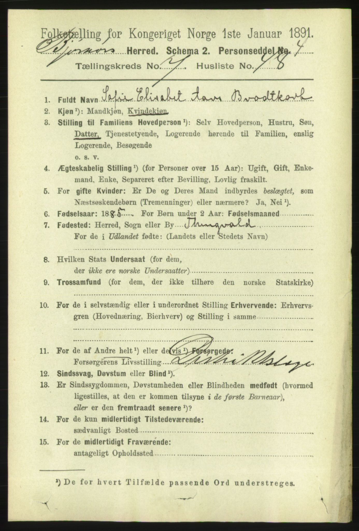 RA, 1891 census for 1632 Bjørnør, 1891, p. 3316