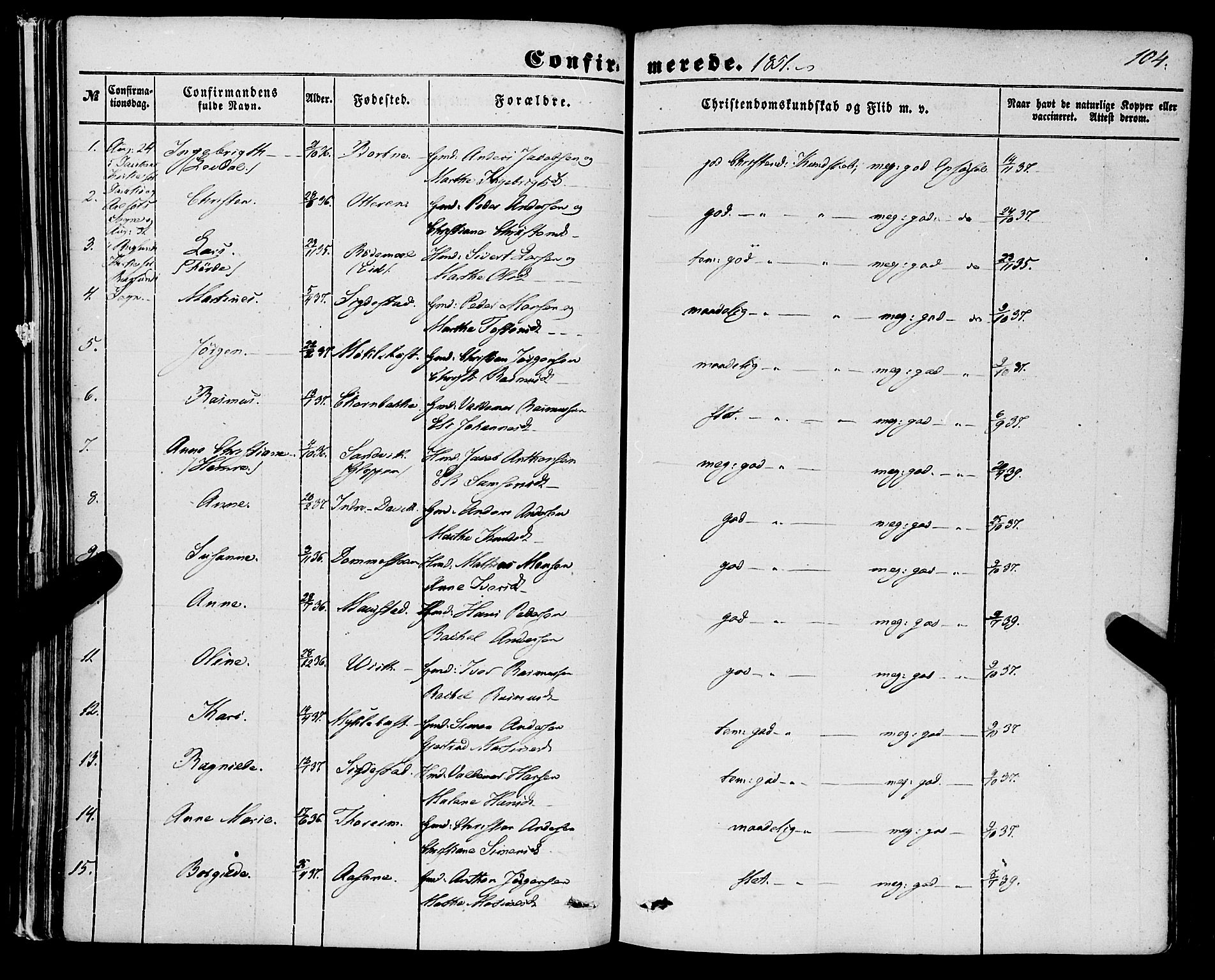 Davik sokneprestembete, AV/SAB-A-79701/H/Haa/Haaa/L0005: Parish register (official) no. A 5, 1850-1866, p. 104