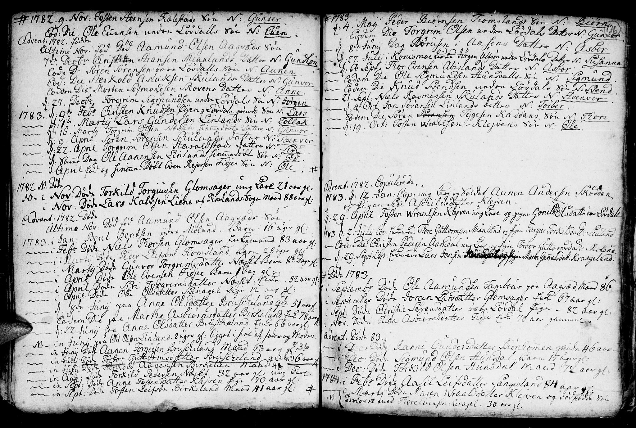 Holum sokneprestkontor, SAK/1111-0022/F/Fb/Fba/L0001: Parish register (copy) no. B 1 /3, 1770-1802, p. 136