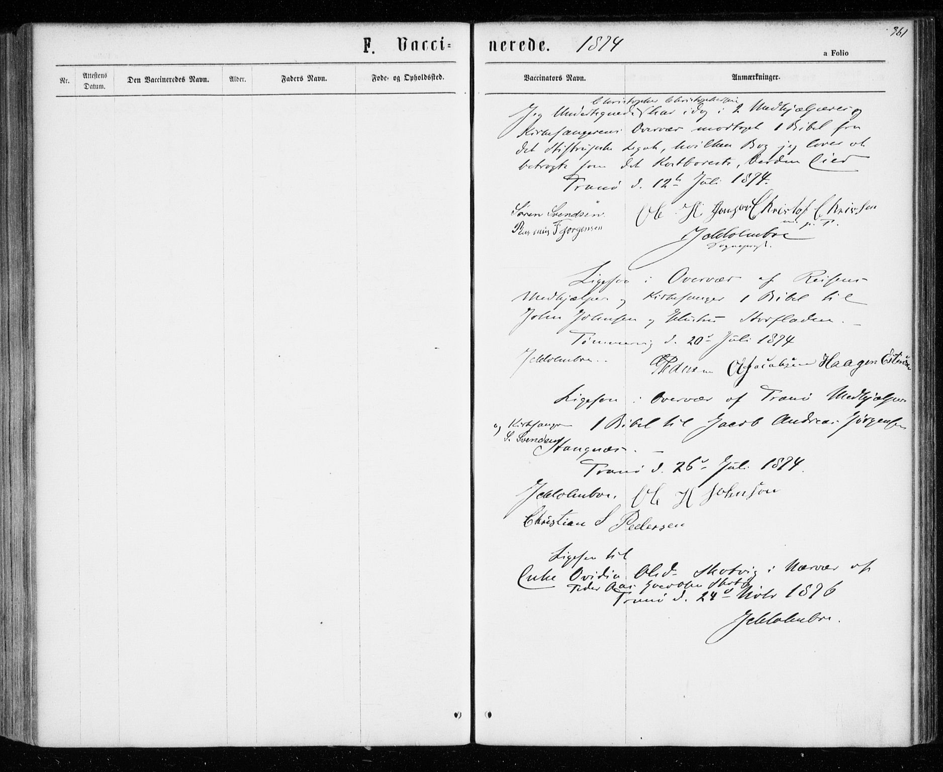 Tranøy sokneprestkontor, AV/SATØ-S-1313/I/Ia/Iaa/L0008kirke: Parish register (official) no. 8, 1867-1877, p. 361