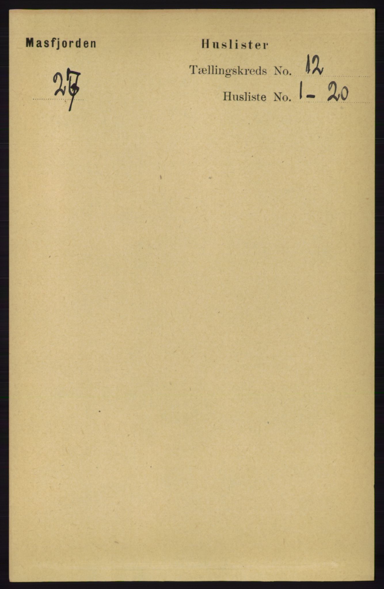 RA, 1891 census for 1266 Masfjorden, 1891, p. 2431