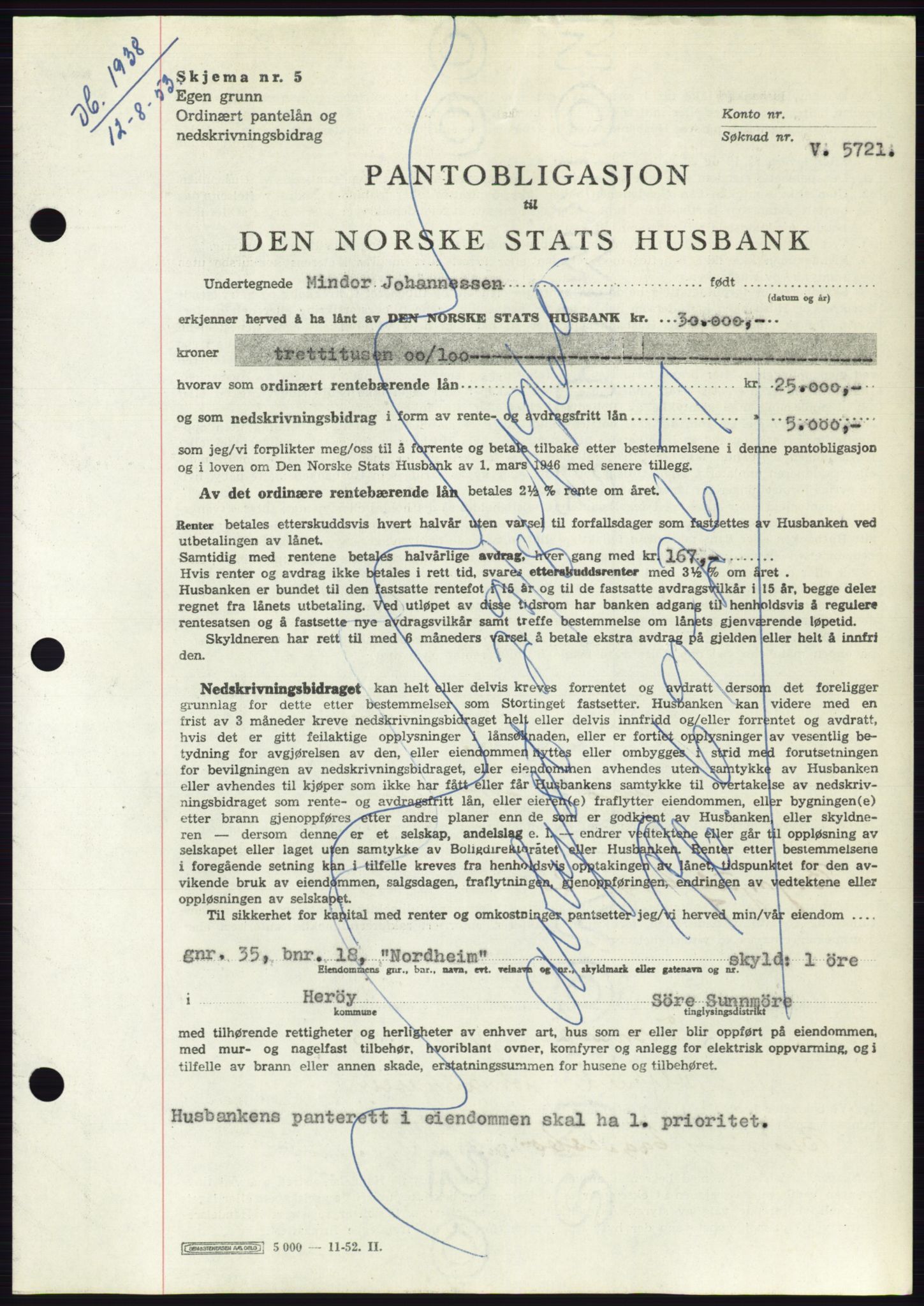 Søre Sunnmøre sorenskriveri, AV/SAT-A-4122/1/2/2C/L0123: Mortgage book no. 11B, 1953-1953, Diary no: : 1938/1953