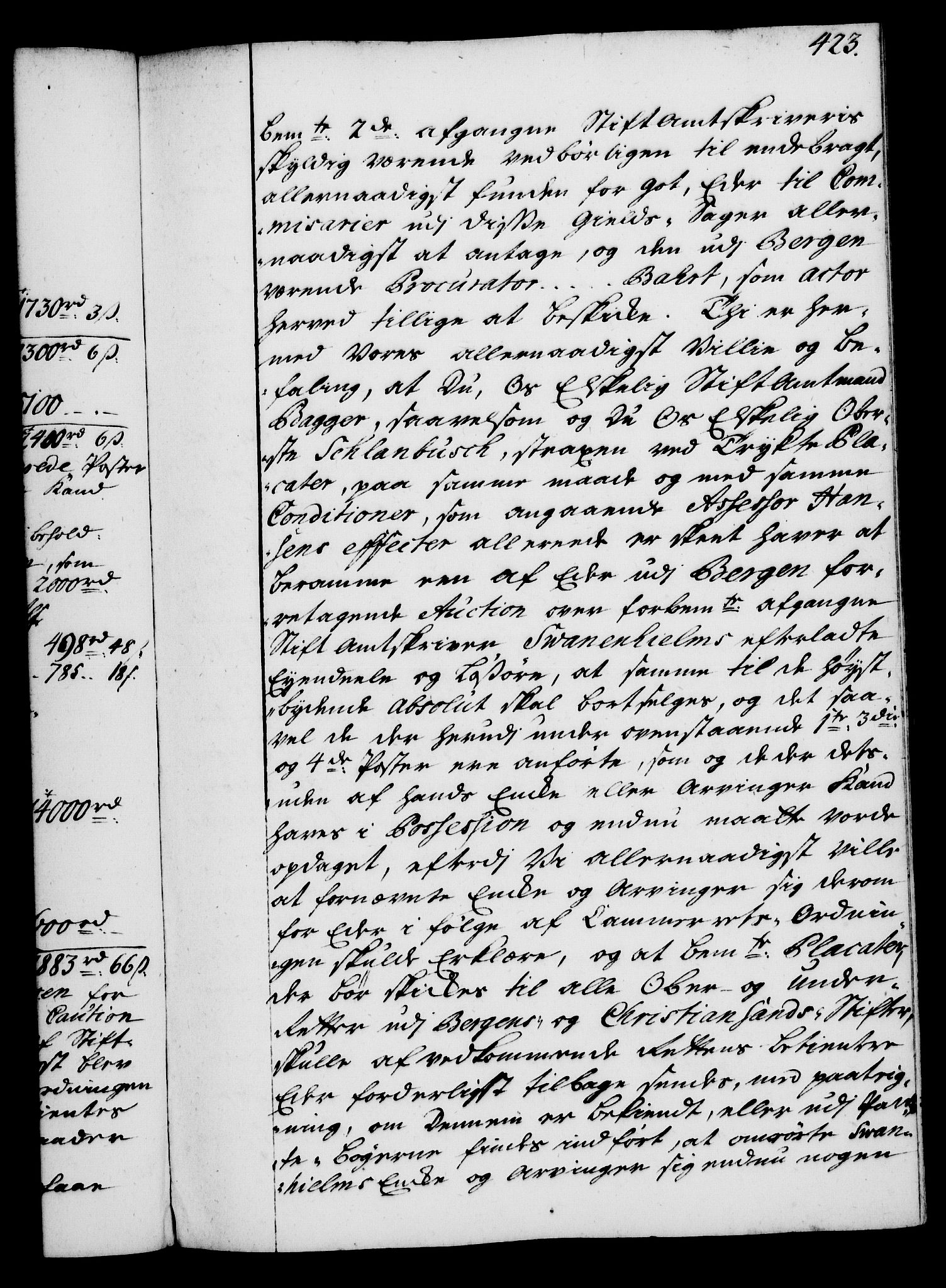 Rentekammeret, Kammerkanselliet, AV/RA-EA-3111/G/Gg/Gga/L0004: Norsk ekspedisjonsprotokoll med register (merket RK 53.4), 1734-1741, p. 423