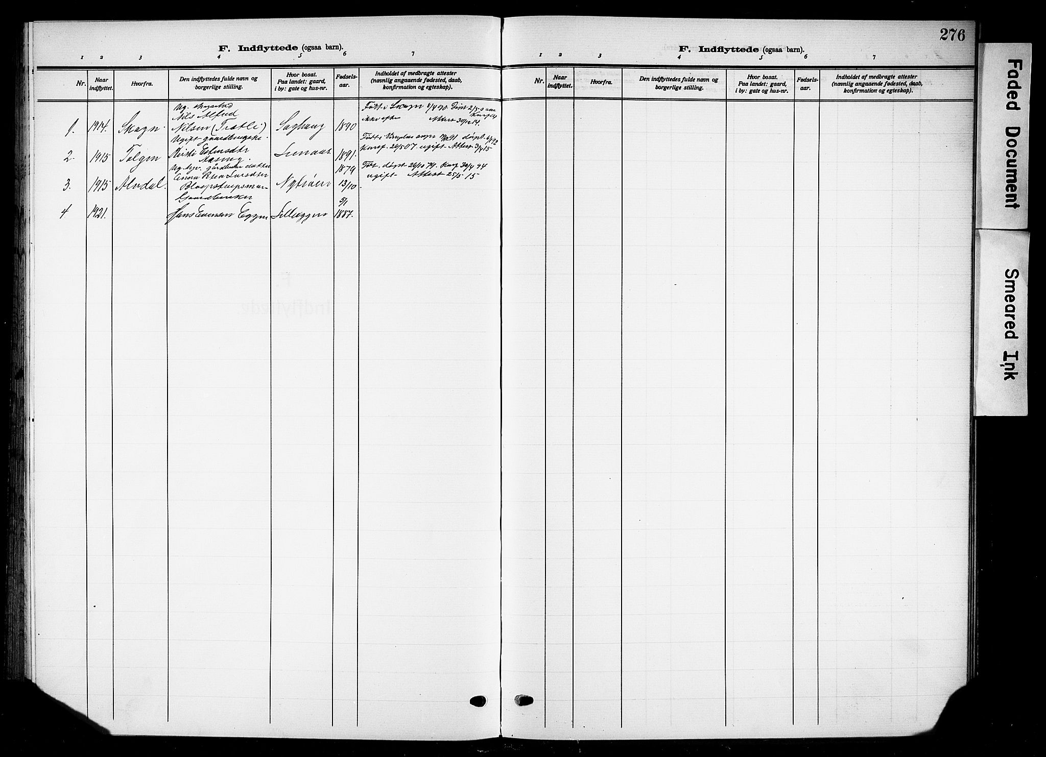 Tynset prestekontor, AV/SAH-PREST-058/H/Ha/Hab/L0011: Parish register (copy) no. 11, 1915-1930, p. 276