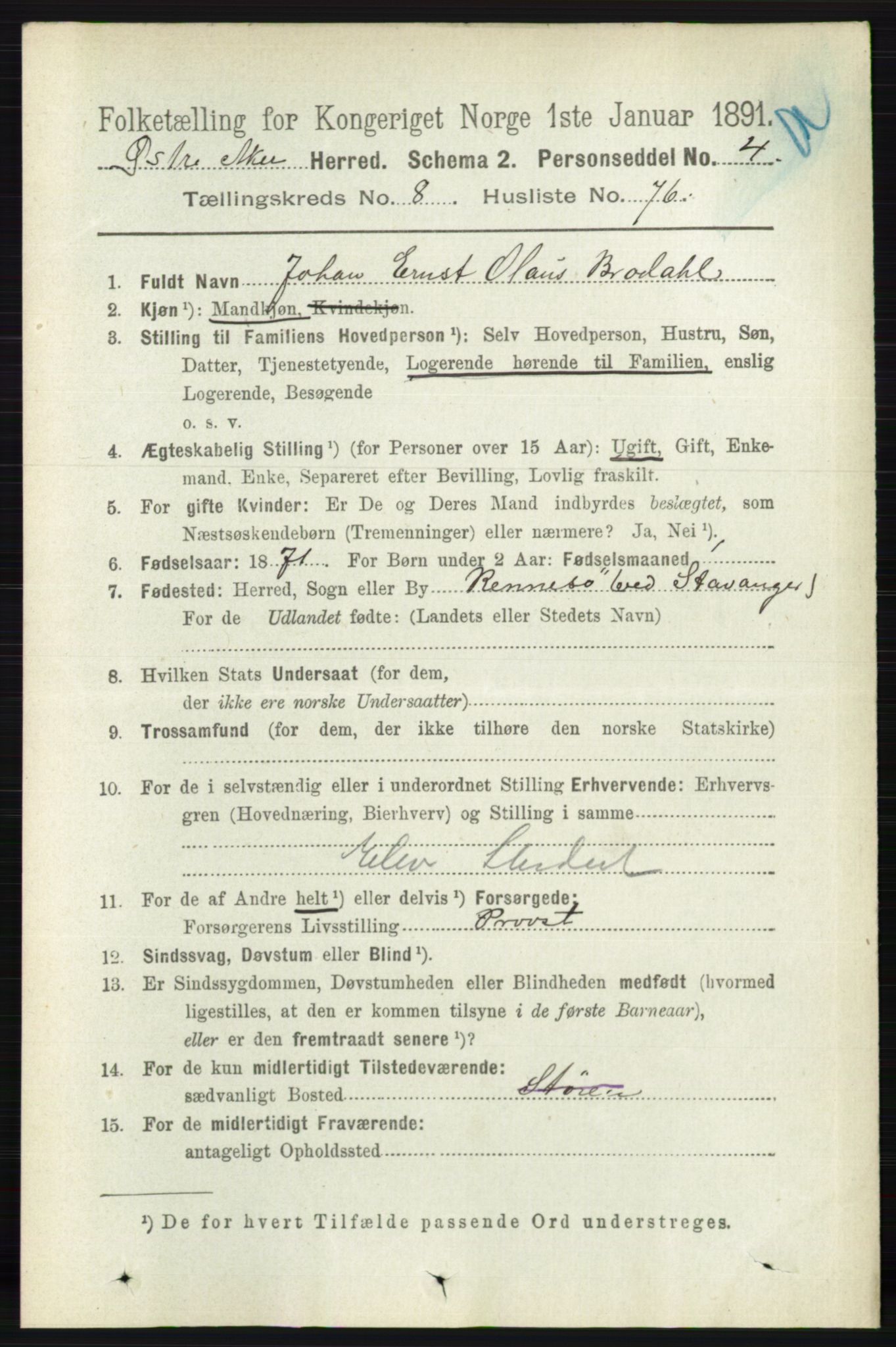 RA, 1891 census for 0218 Aker, 1891, p. 7886