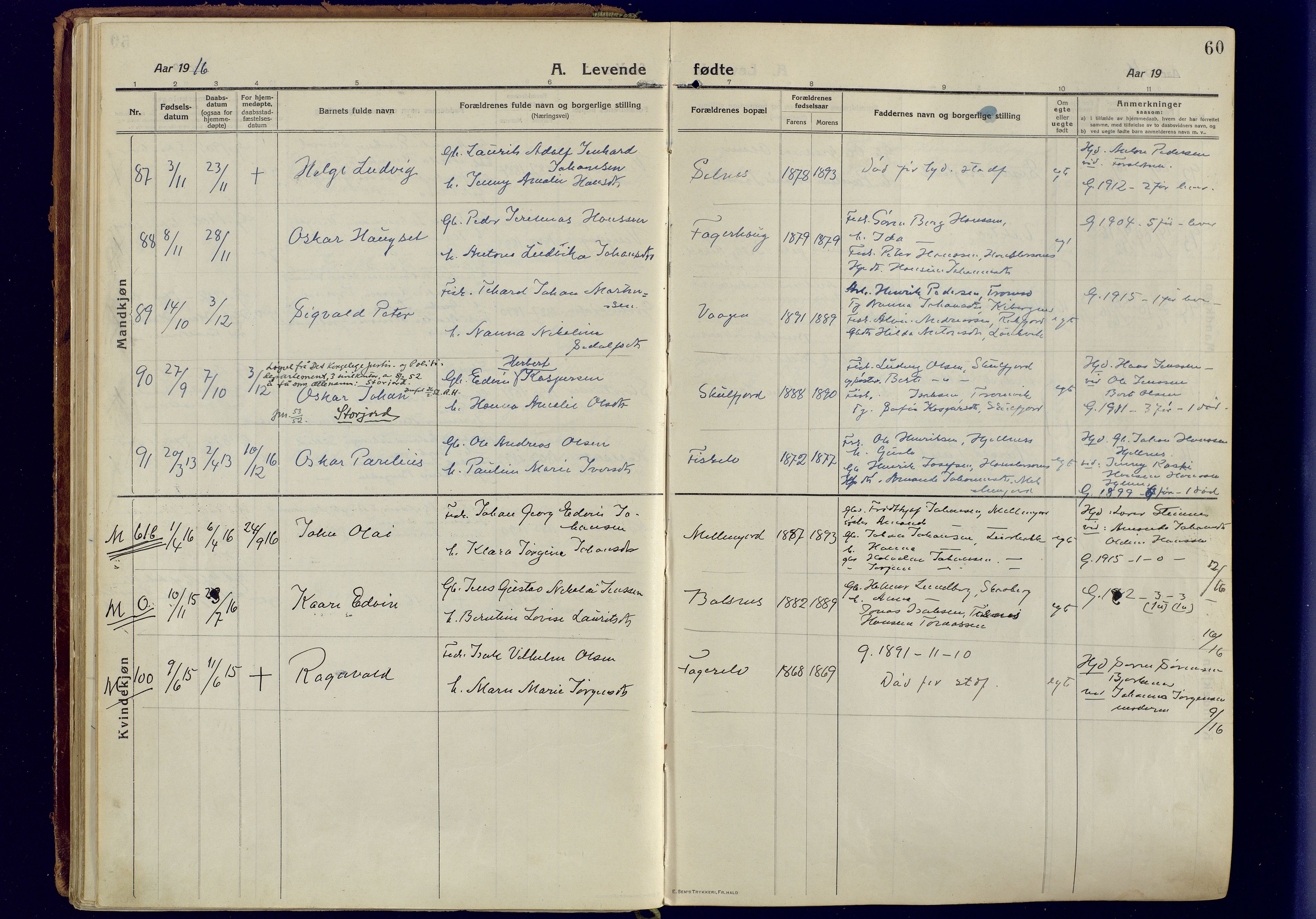 Tromsøysund sokneprestkontor, AV/SATØ-S-1304/G/Ga/L0008kirke: Parish register (official) no. 8, 1914-1922, p. 60