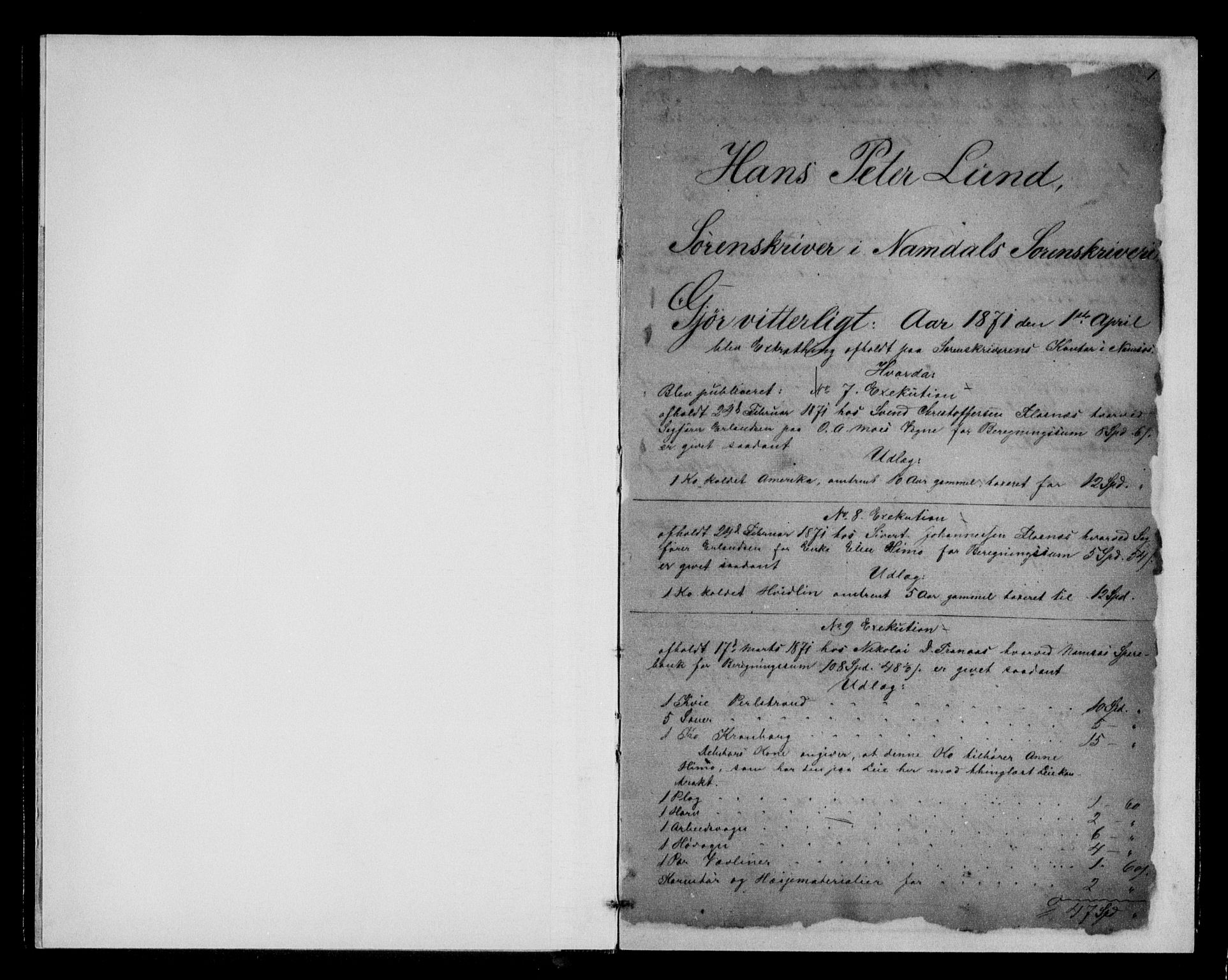 Namdal sorenskriveri, AV/SAT-A-4133/1/2/2C/L0023: Mortgage book no. S1, 1871-1873, p. 1