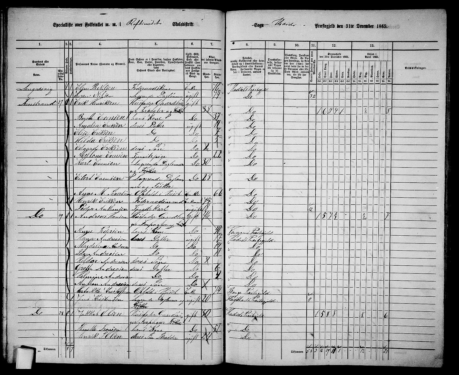 RA, 1865 census for Hadsel, 1865, p. 53