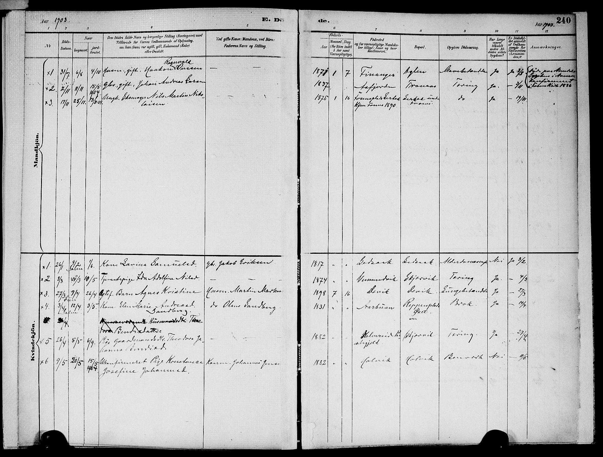 Ministerialprotokoller, klokkerbøker og fødselsregistre - Nord-Trøndelag, SAT/A-1458/773/L0617: Parish register (official) no. 773A08, 1887-1910, p. 240
