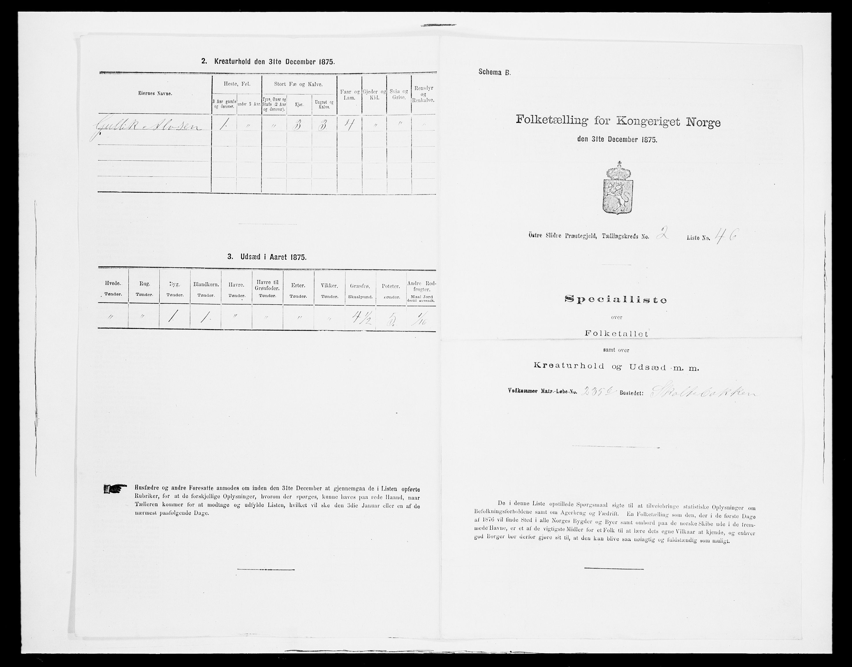 SAH, 1875 census for 0544P Øystre Slidre, 1875, p. 265