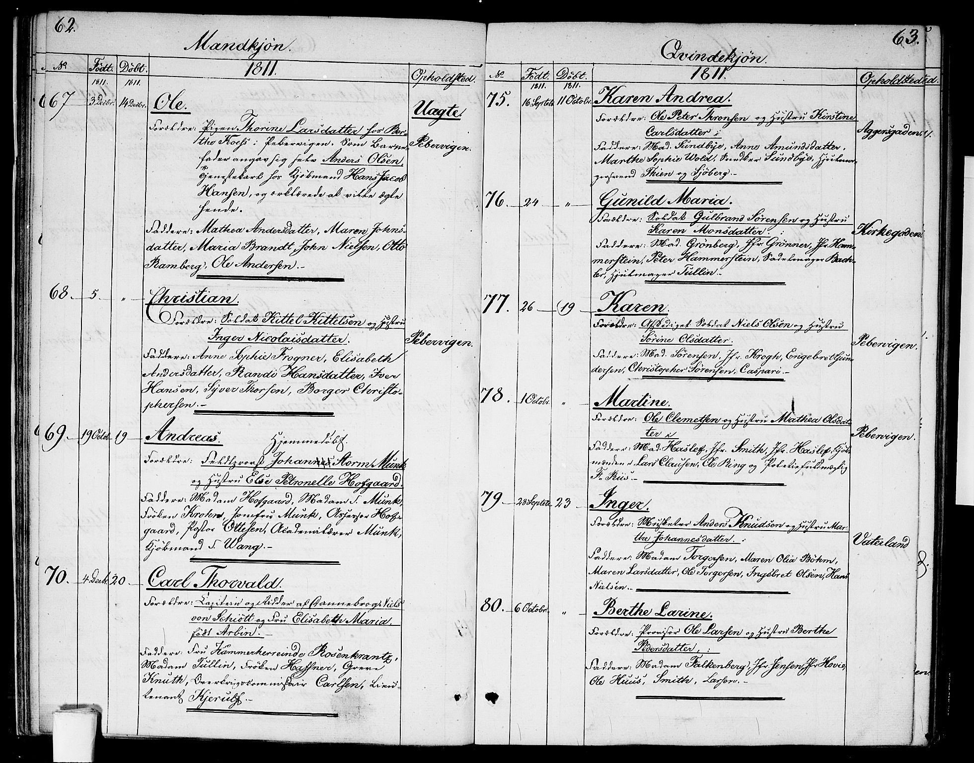 Garnisonsmenigheten Kirkebøker, SAO/A-10846/G/Ga/L0002: Parish register (copy) no. 2, 1810-1814, p. 62-63