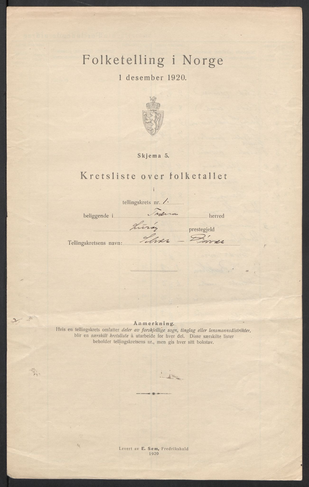 SAT, 1920 census for Træna, 1920, p. 7