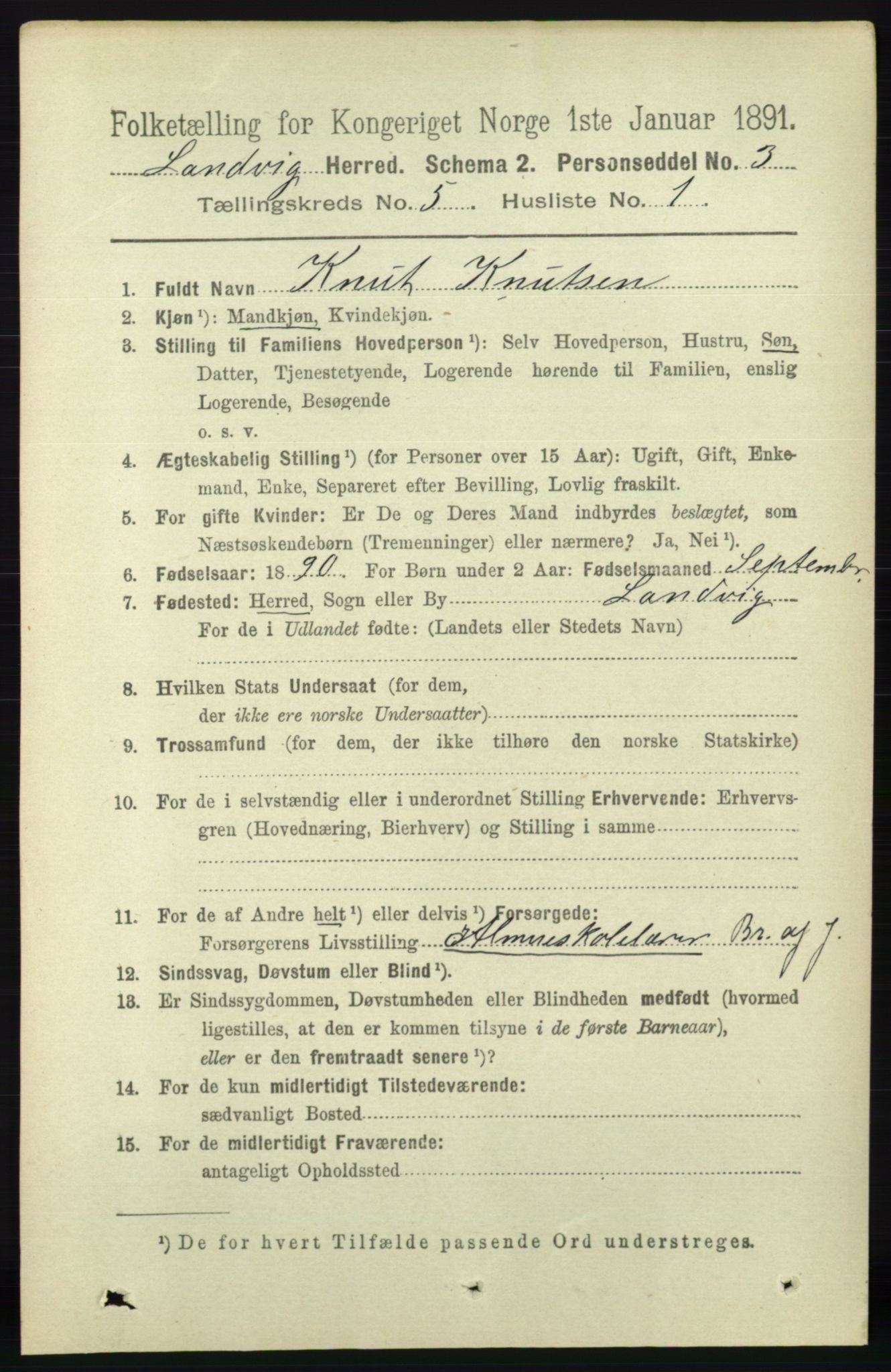 RA, 1891 census for 0924 Landvik, 1891, p. 2188