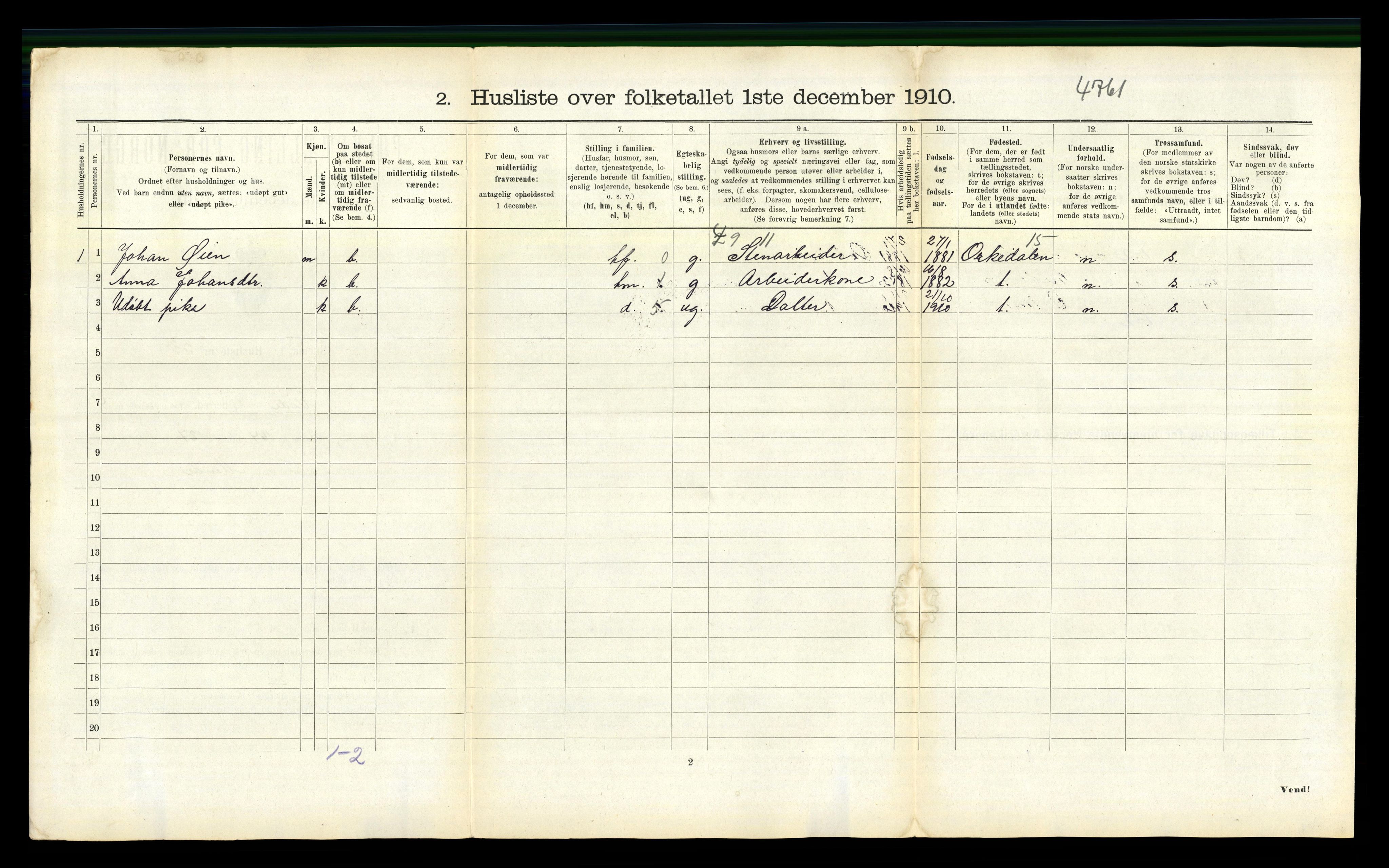 RA, 1910 census for Eide, 1910, p. 368