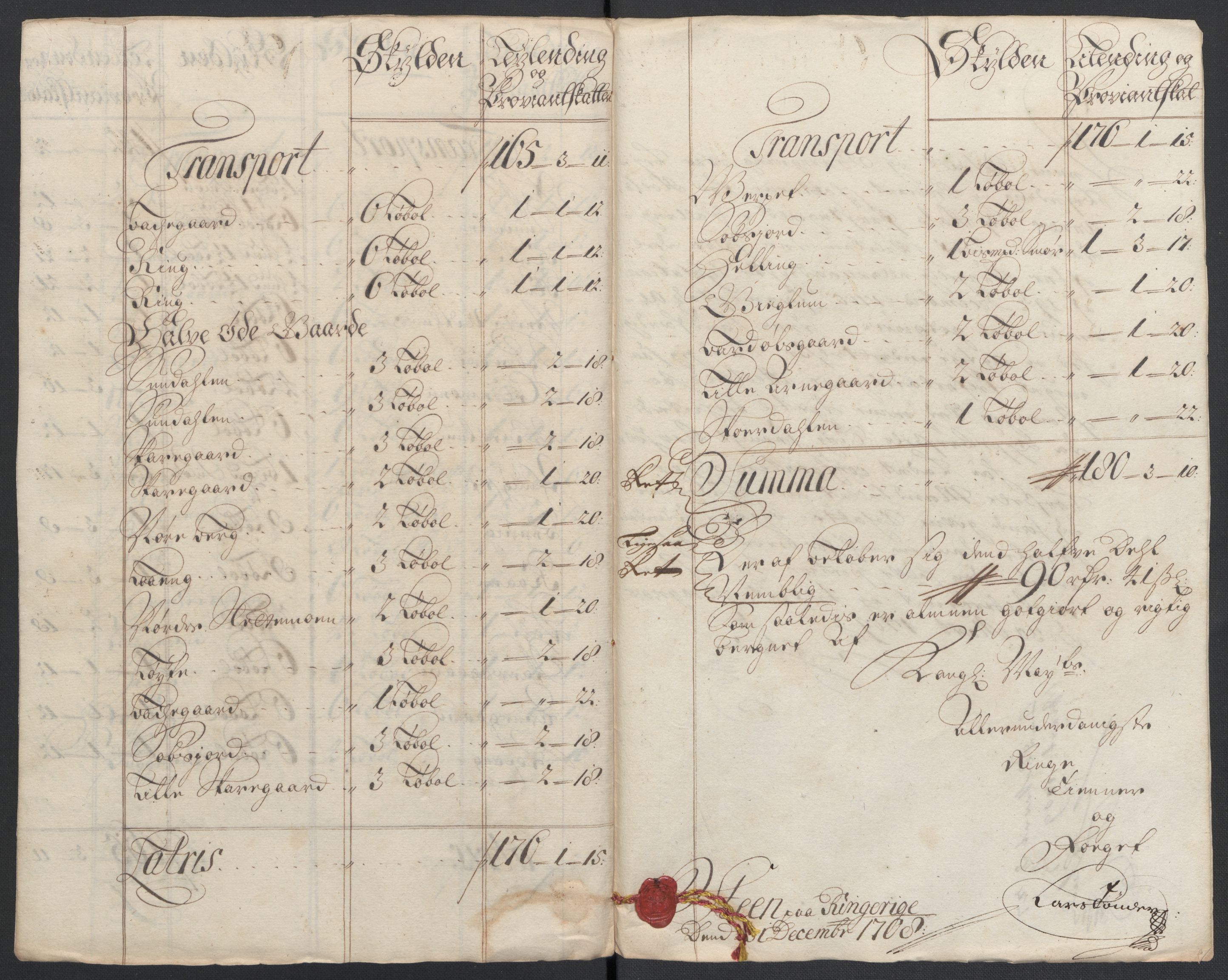 Rentekammeret inntil 1814, Reviderte regnskaper, Fogderegnskap, AV/RA-EA-4092/R22/L1467: Fogderegnskap Ringerike, Hallingdal og Buskerud, 1708, p. 184