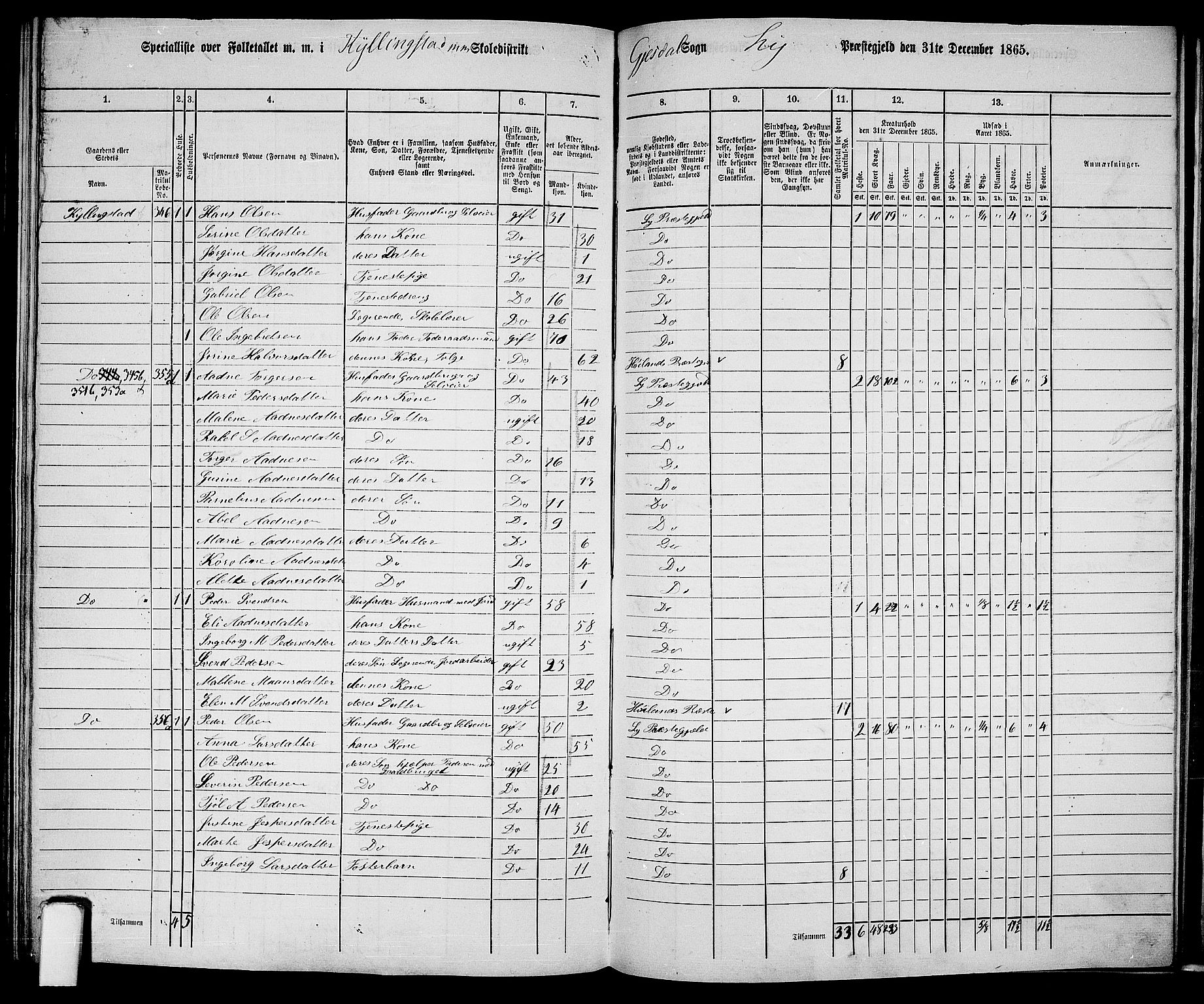 RA, 1865 census for Lye, 1865, p. 139