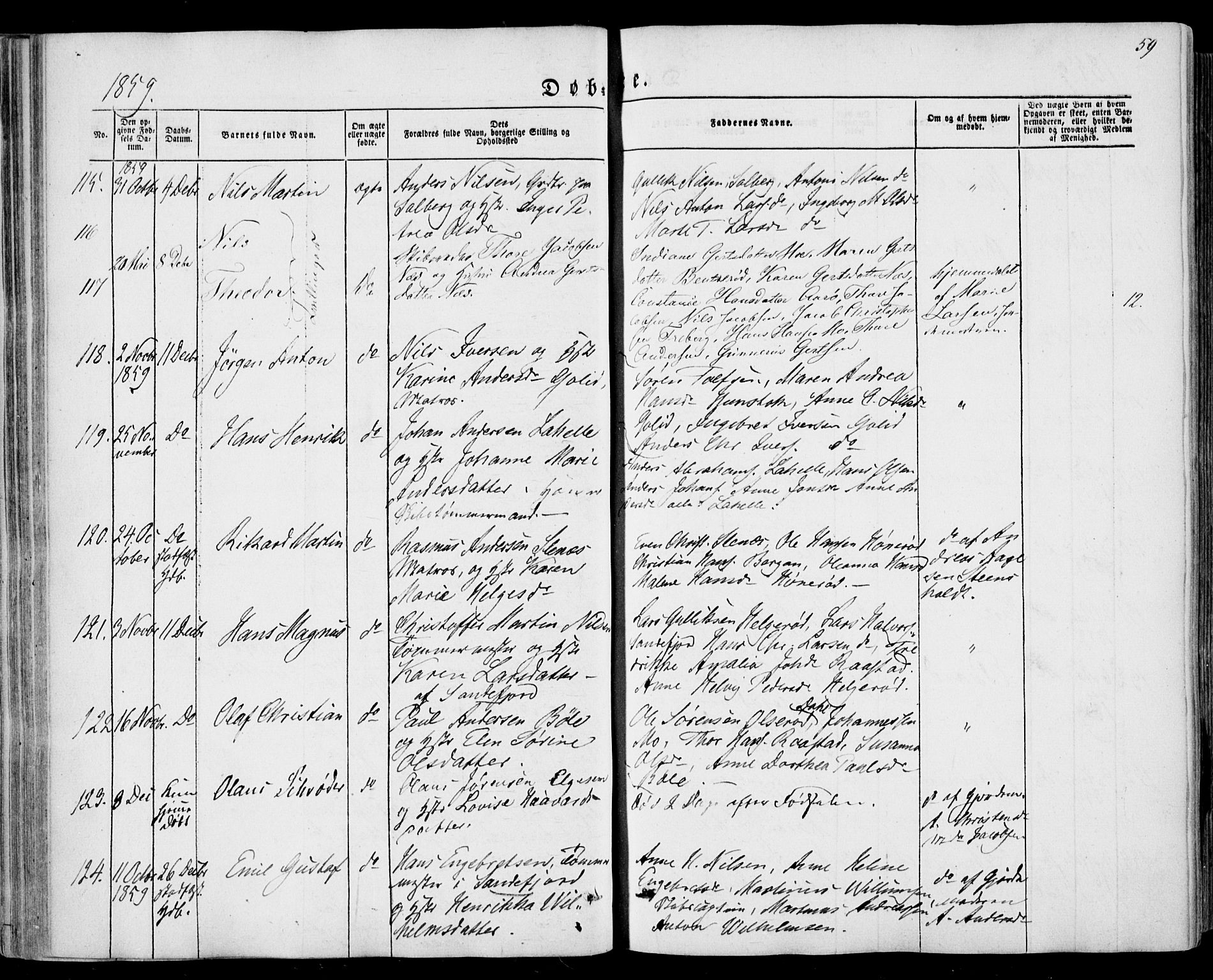 Sandar kirkebøker, AV/SAKO-A-243/F/Fa/L0007: Parish register (official) no. 7, 1855-1861, p. 59