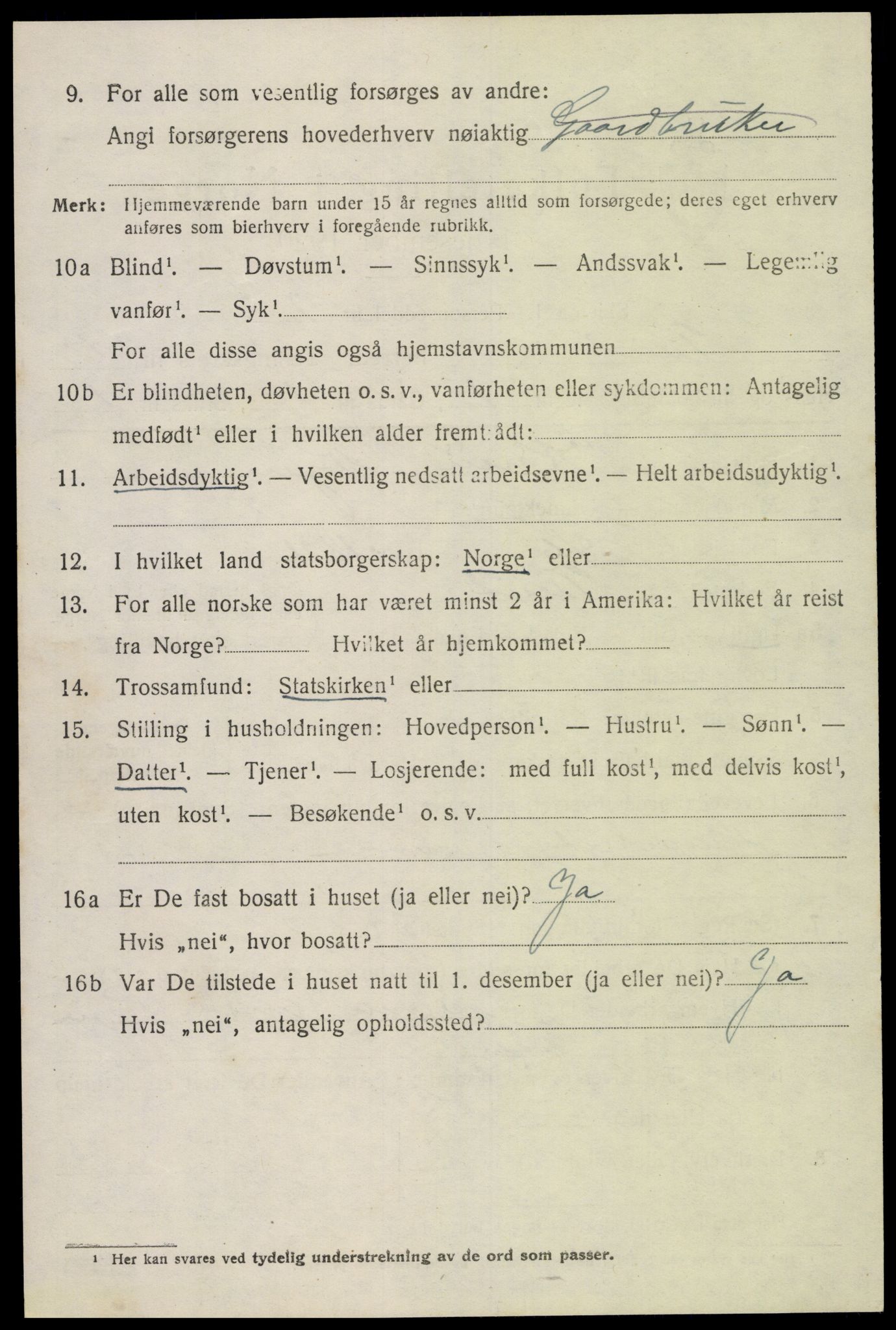 SAK, 1920 census for Tveit, 1920, p. 2761