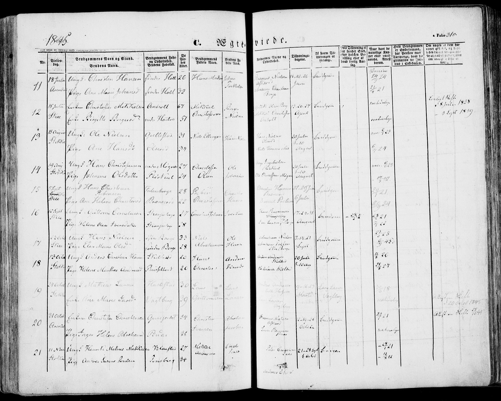 Stokke kirkebøker, AV/SAKO-A-320/F/Fa/L0007: Parish register (official) no. I 7, 1844-1857, p. 310