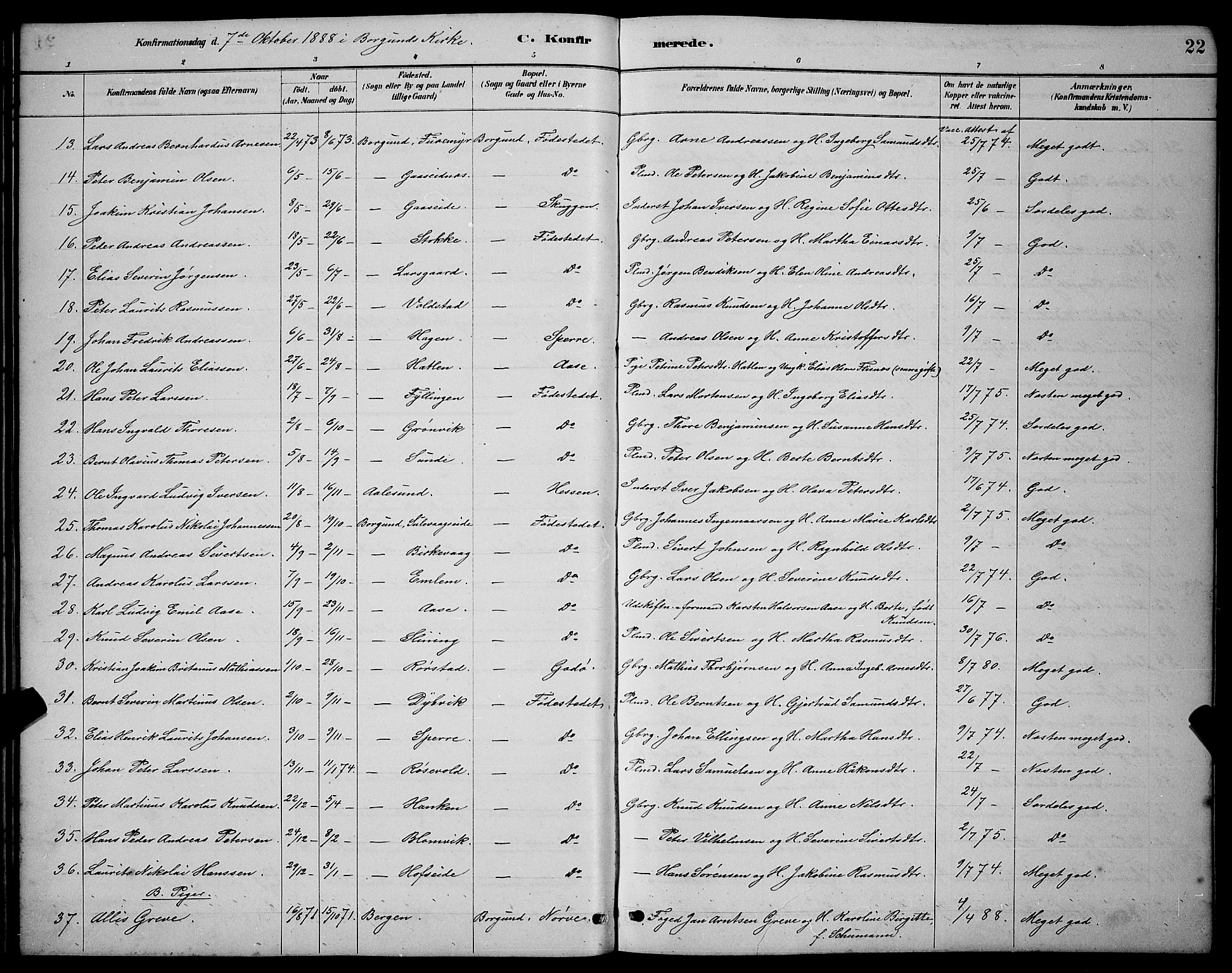 Ministerialprotokoller, klokkerbøker og fødselsregistre - Møre og Romsdal, AV/SAT-A-1454/528/L0430: Parish register (copy) no. 528C11, 1884-1899, p. 22