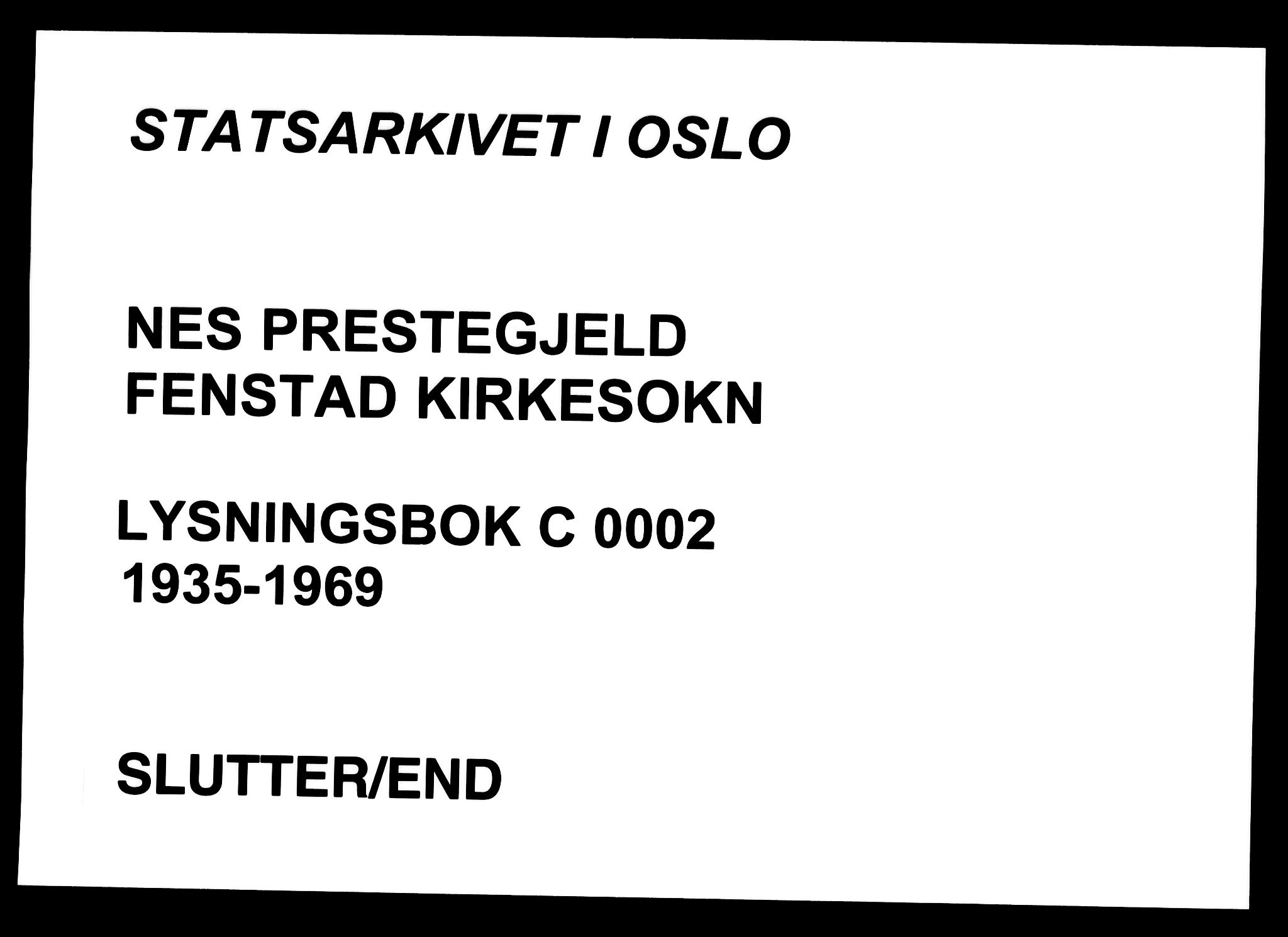 Nes prestekontor Kirkebøker, AV/SAO-A-10410/H/L0002: Banns register no. 2, 1935-1969