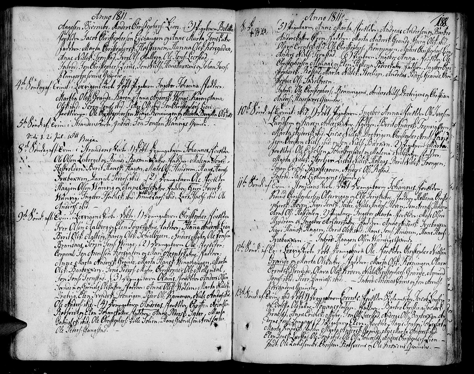 Ministerialprotokoller, klokkerbøker og fødselsregistre - Nord-Trøndelag, SAT/A-1458/701/L0004: Parish register (official) no. 701A04, 1783-1816, p. 188