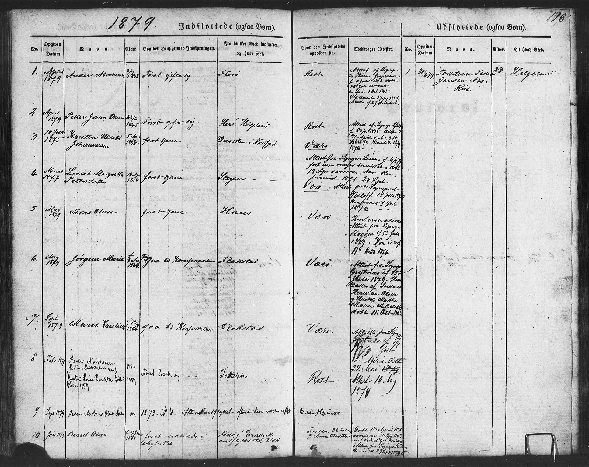 Ministerialprotokoller, klokkerbøker og fødselsregistre - Nordland, AV/SAT-A-1459/807/L0121: Parish register (official) no. 807A04, 1846-1879, p. 198