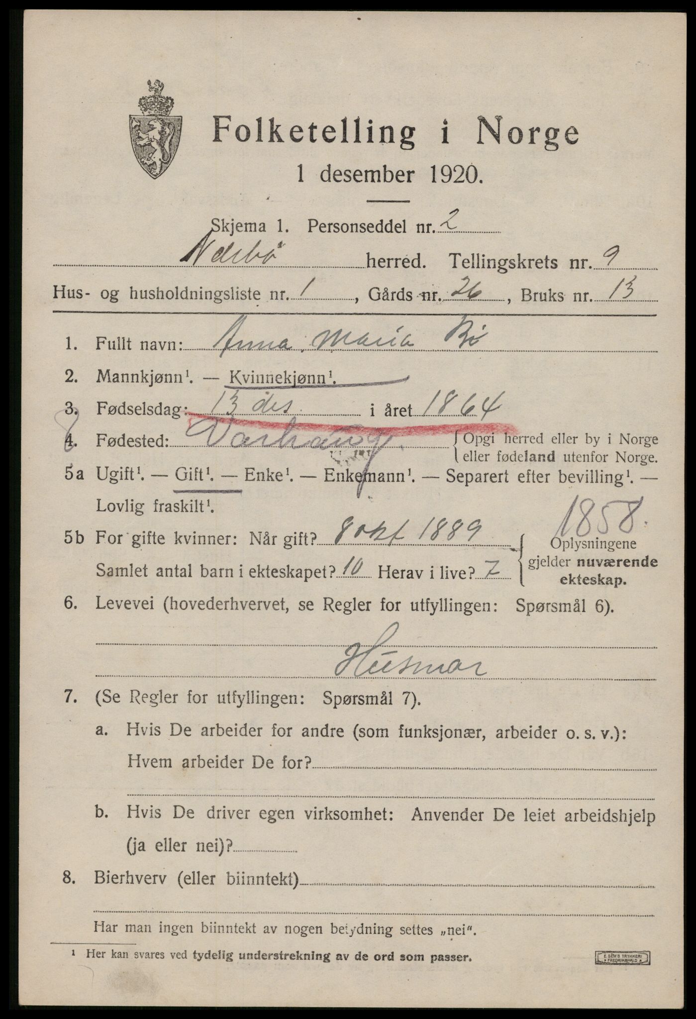 SAST, 1920 census for Nærbø, 1920, p. 5371