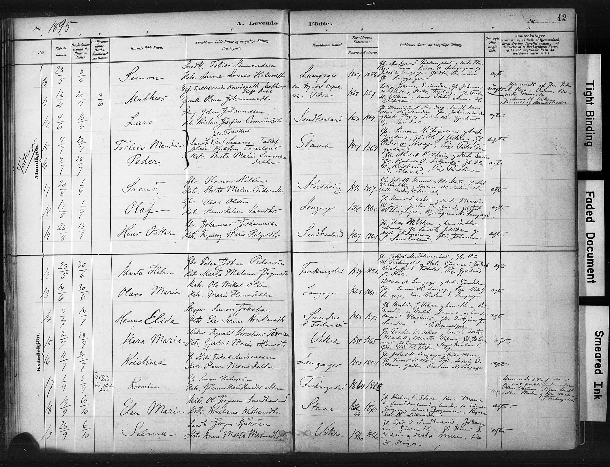 Skudenes sokneprestkontor, SAST/A -101849/H/Ha/Haa/L0010: Parish register (official) no. A 7, 1882-1912, p. 42