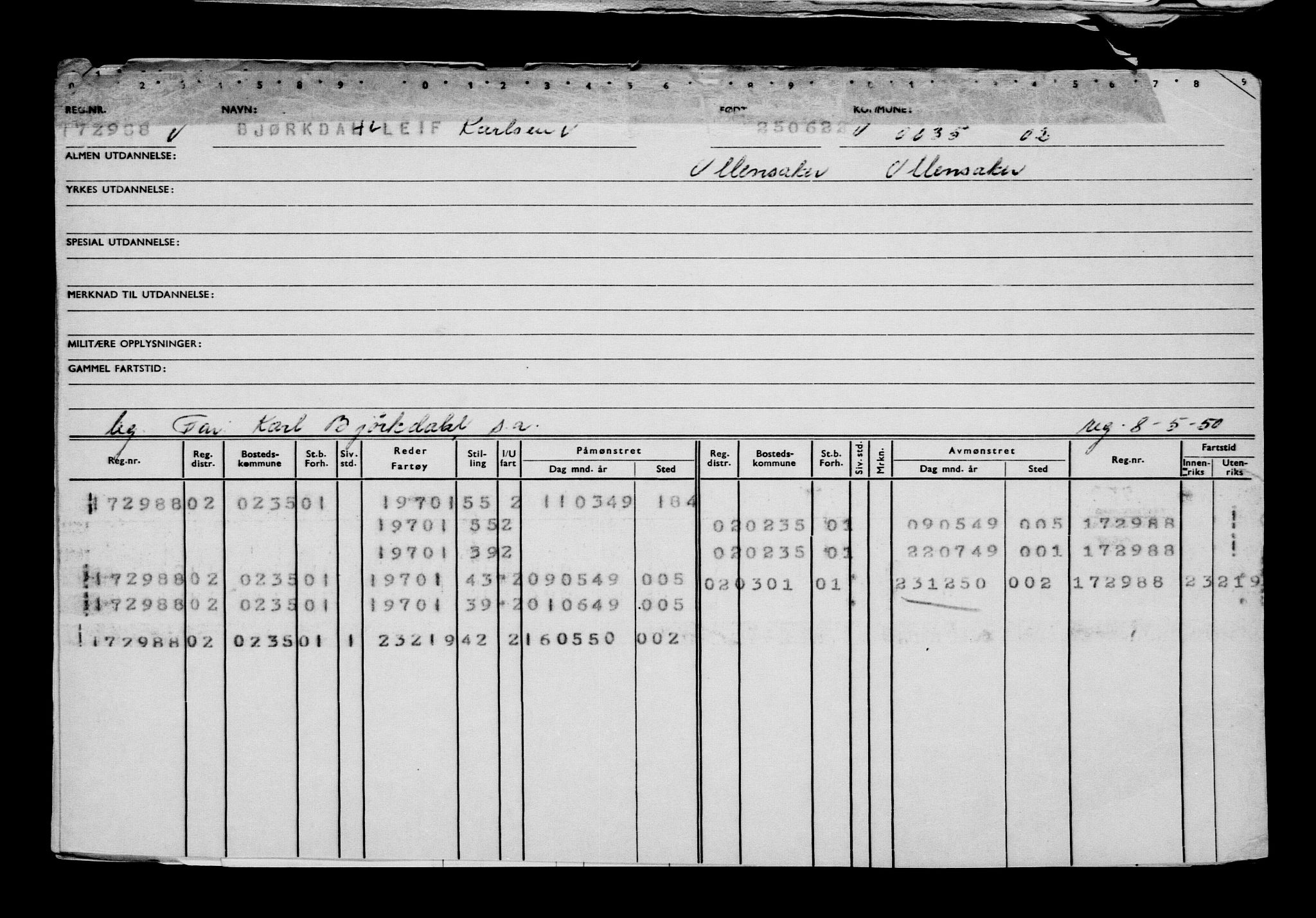 Direktoratet for sjømenn, AV/RA-S-3545/G/Gb/L0208: Hovedkort, 1922, p. 35