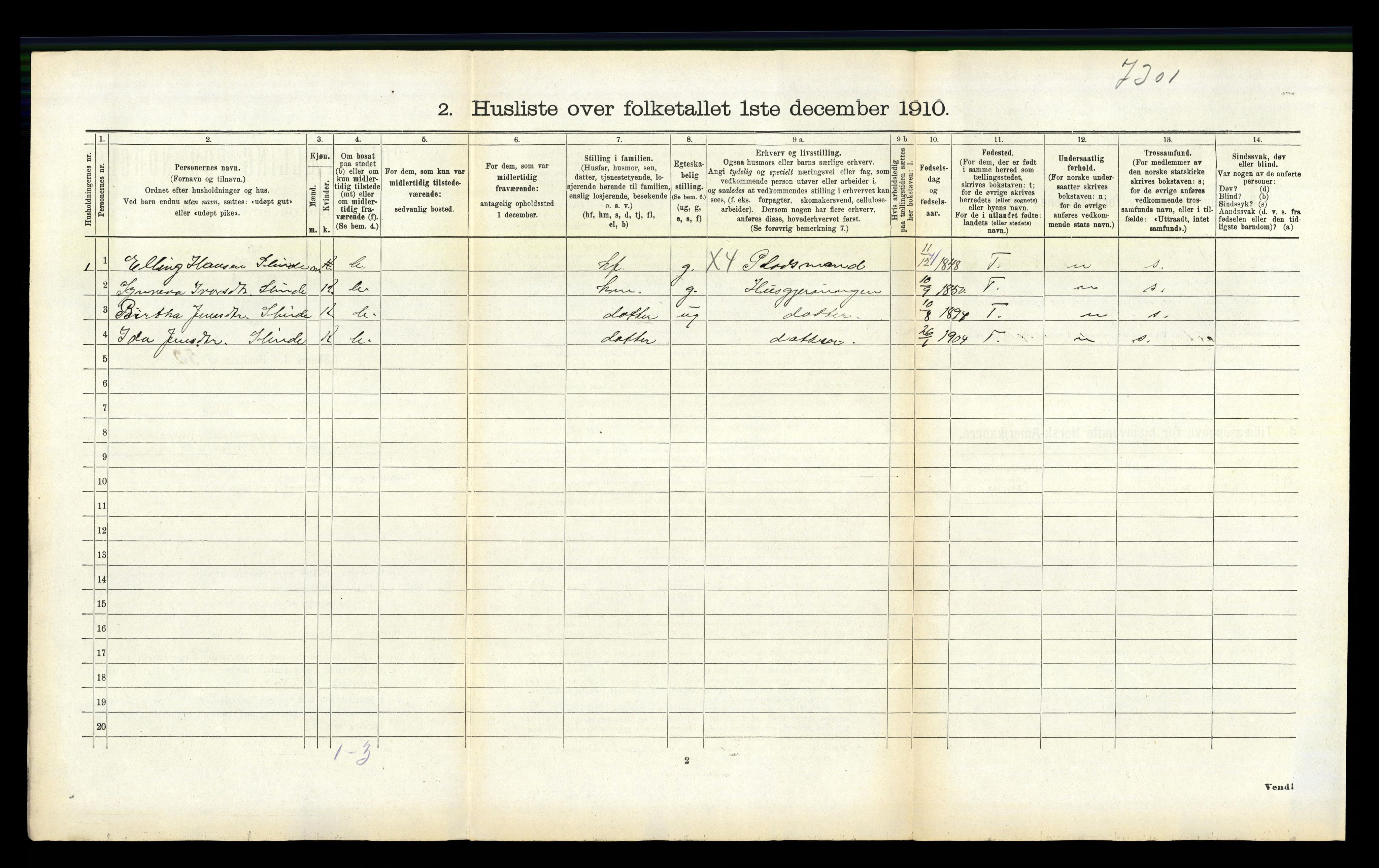 RA, 1910 census for Sogndal, 1910, p. 1091