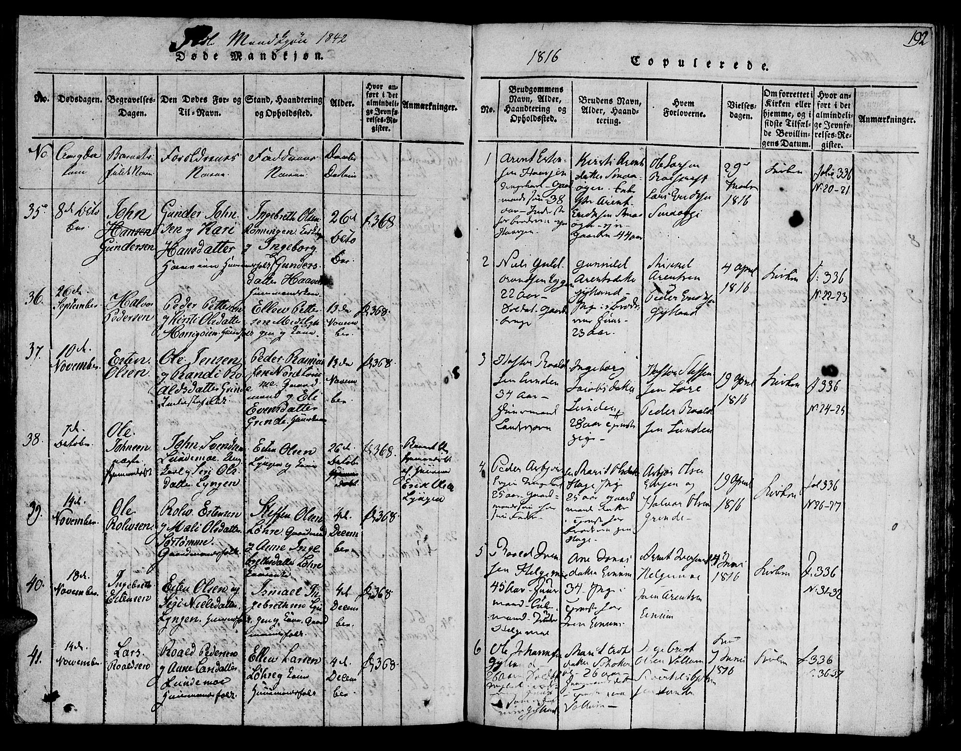 Ministerialprotokoller, klokkerbøker og fødselsregistre - Sør-Trøndelag, SAT/A-1456/692/L1102: Parish register (official) no. 692A02, 1816-1842, p. 192