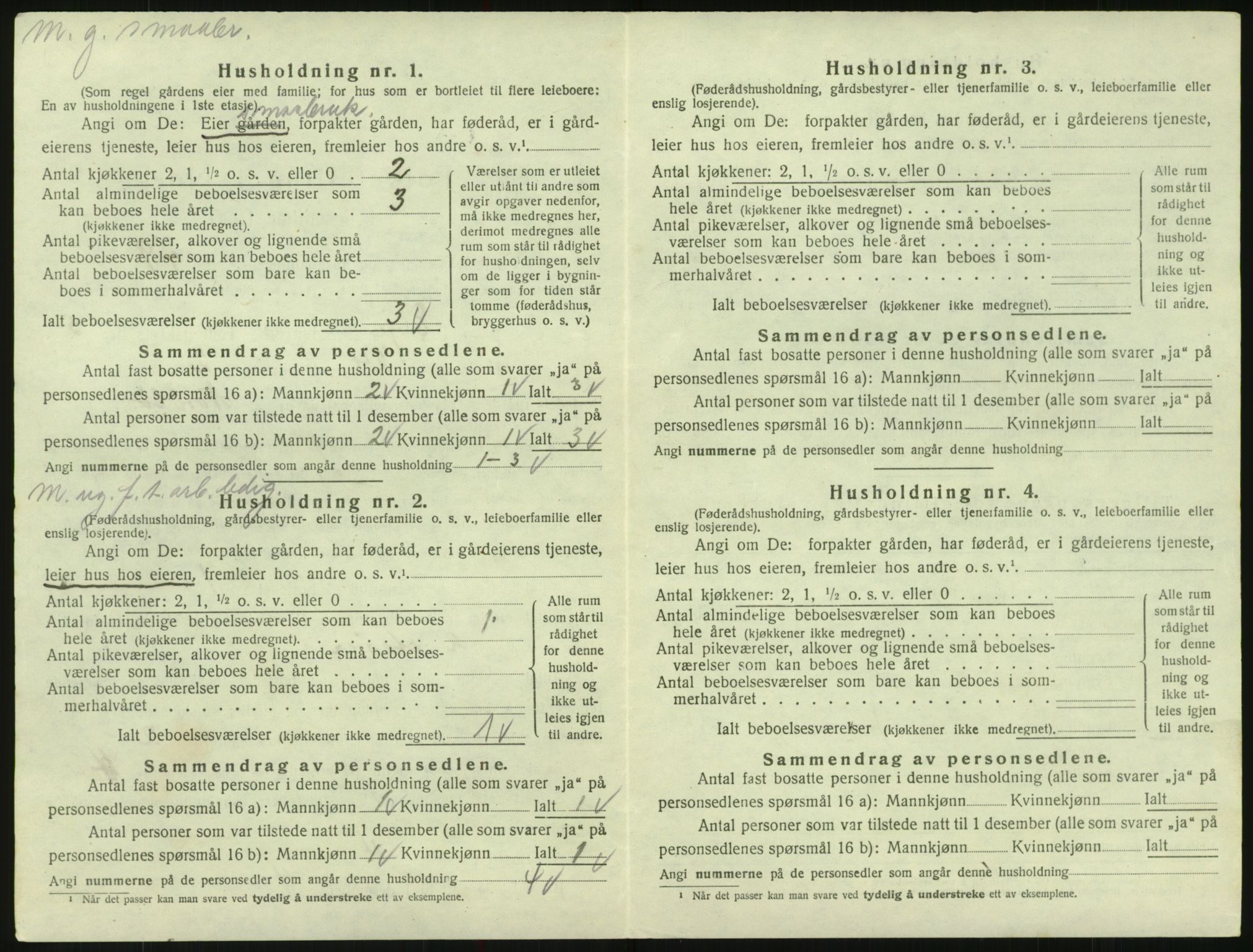 SAK, 1920 census for Evje, 1920, p. 311