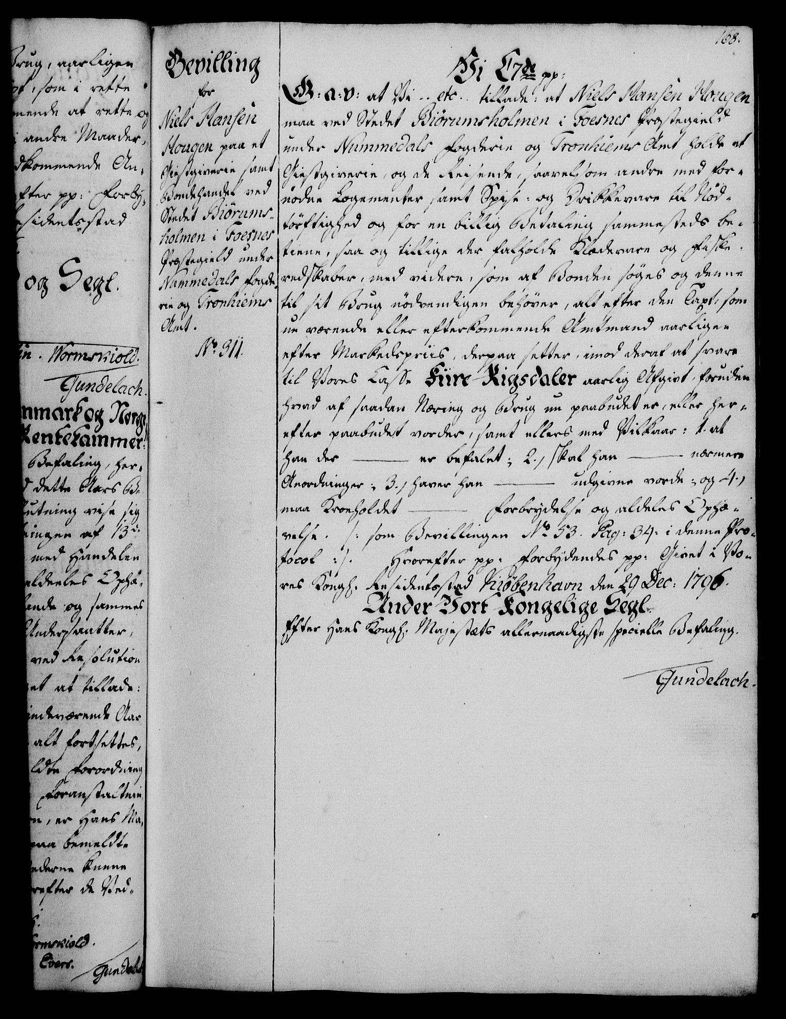 Rentekammeret, Kammerkanselliet, AV/RA-EA-3111/G/Gg/Gga/L0016: Norsk ekspedisjonsprotokoll med register (merket RK 53.16), 1794-1800, p. 168