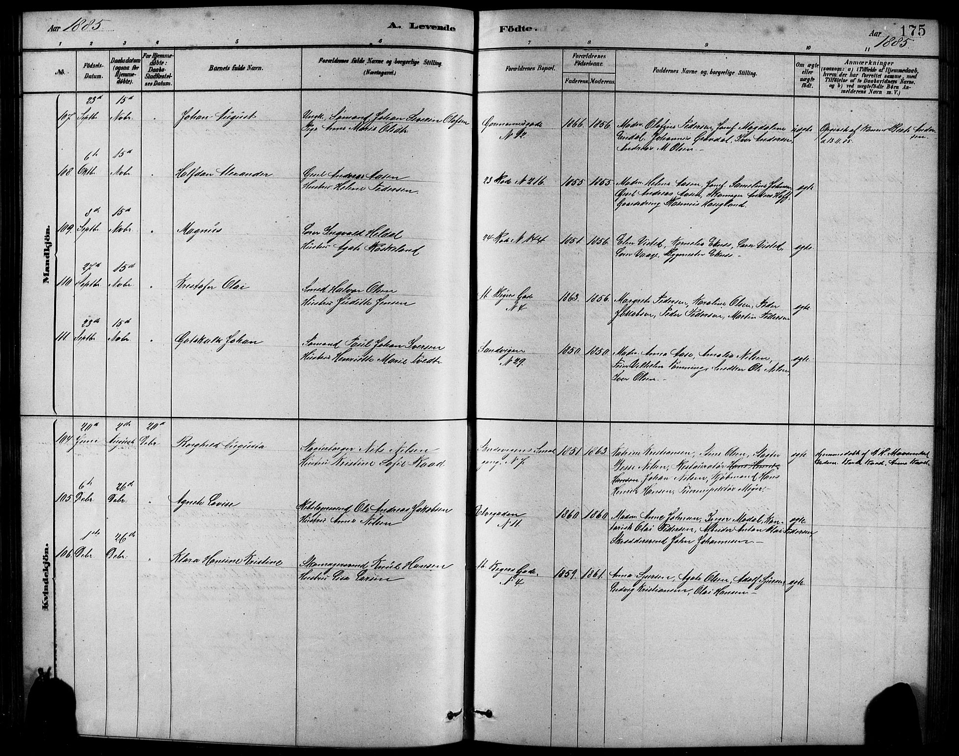 Sandviken Sokneprestembete, AV/SAB-A-77601/H/Hb/L0001: Parish register (copy) no. A 2, 1879-1892, p. 175