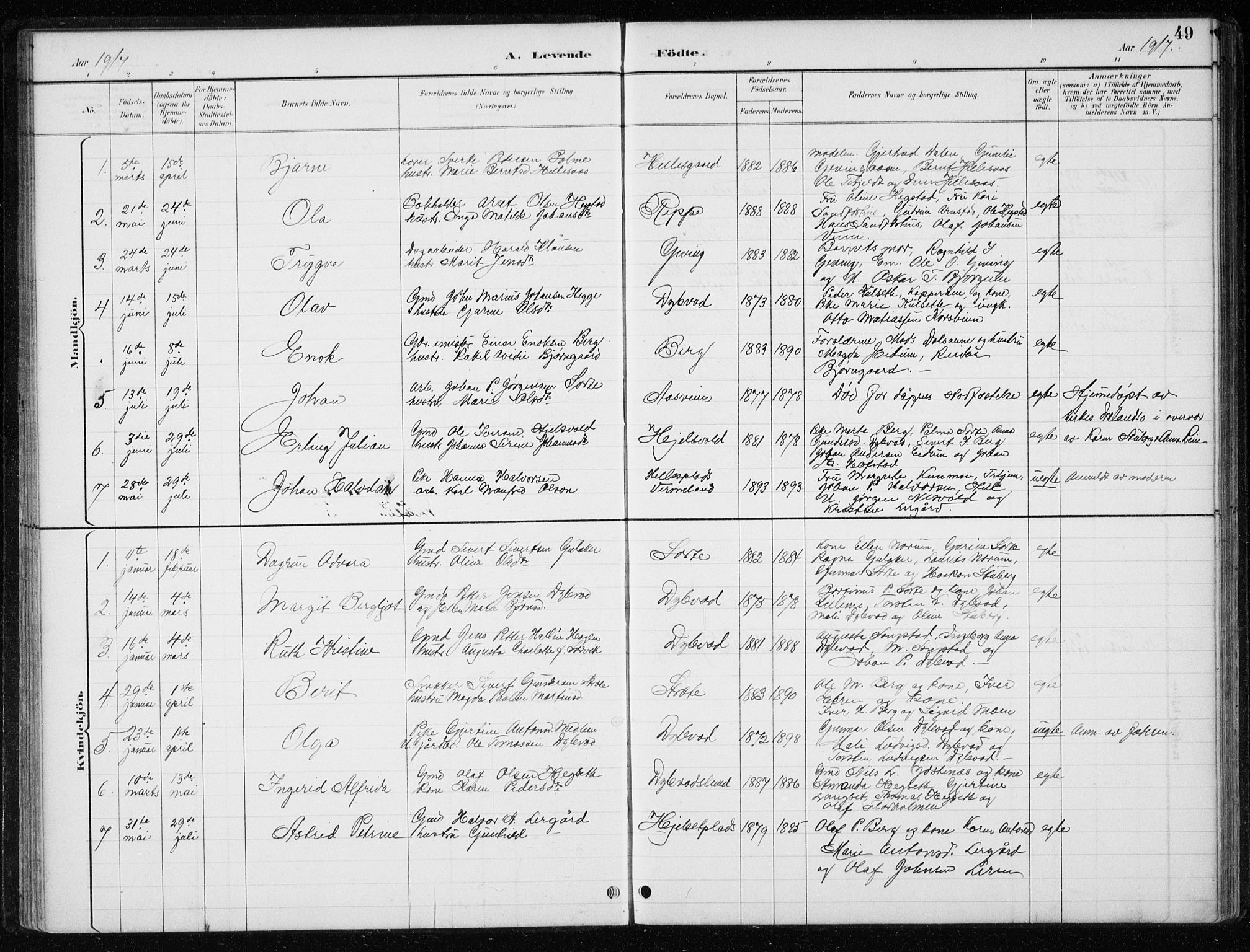 Ministerialprotokoller, klokkerbøker og fødselsregistre - Nord-Trøndelag, SAT/A-1458/710/L0096: Parish register (copy) no. 710C01, 1892-1925, p. 49