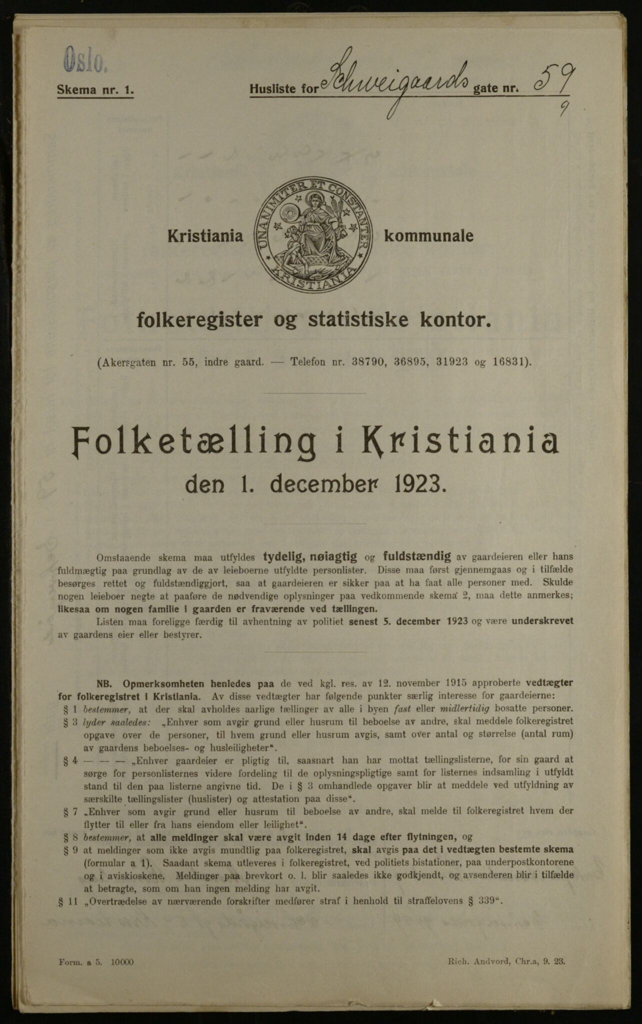 OBA, Municipal Census 1923 for Kristiania, 1923, p. 101291