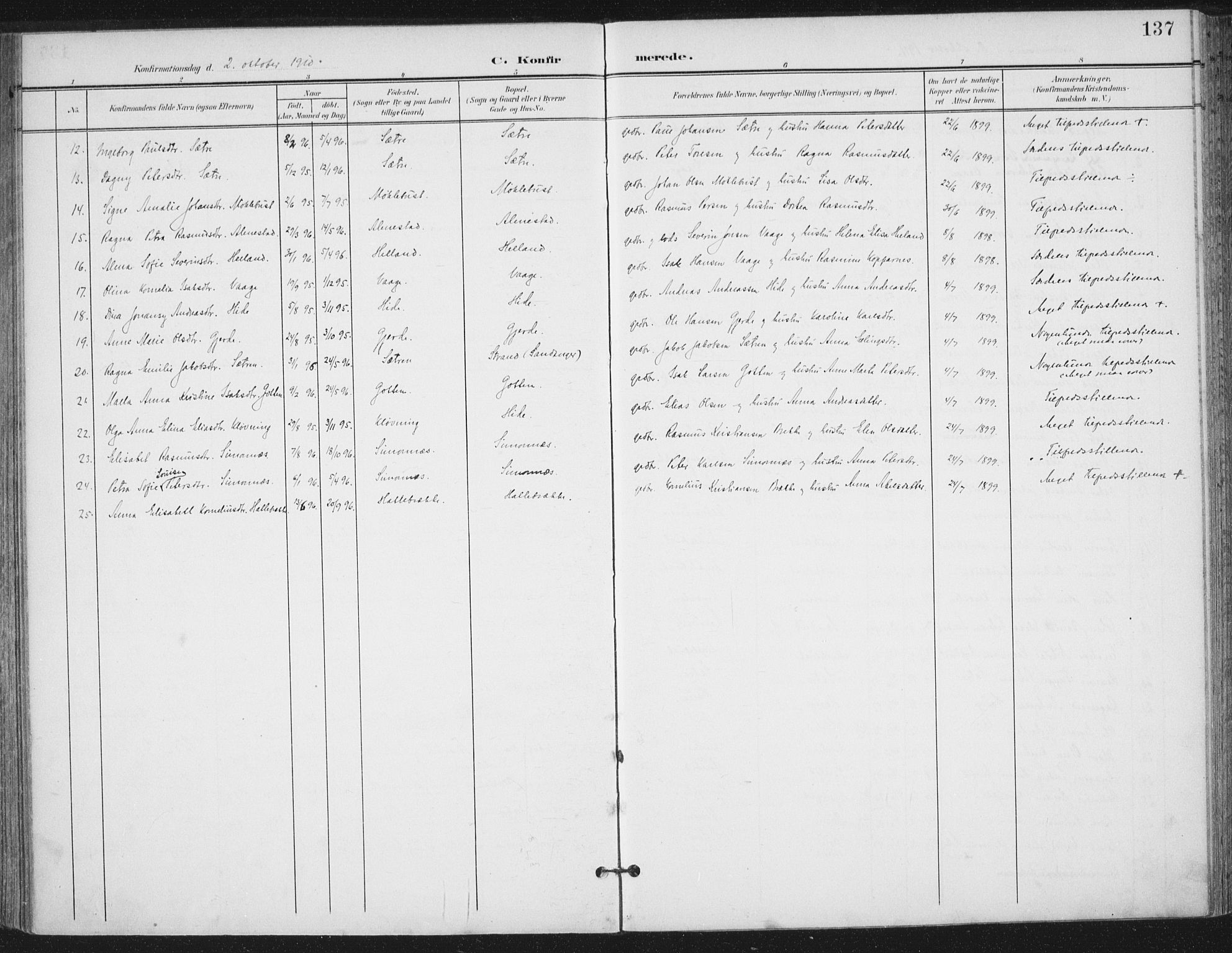 Ministerialprotokoller, klokkerbøker og fødselsregistre - Møre og Romsdal, SAT/A-1454/503/L0038: Parish register (official) no. 503A06, 1901-1917, p. 137