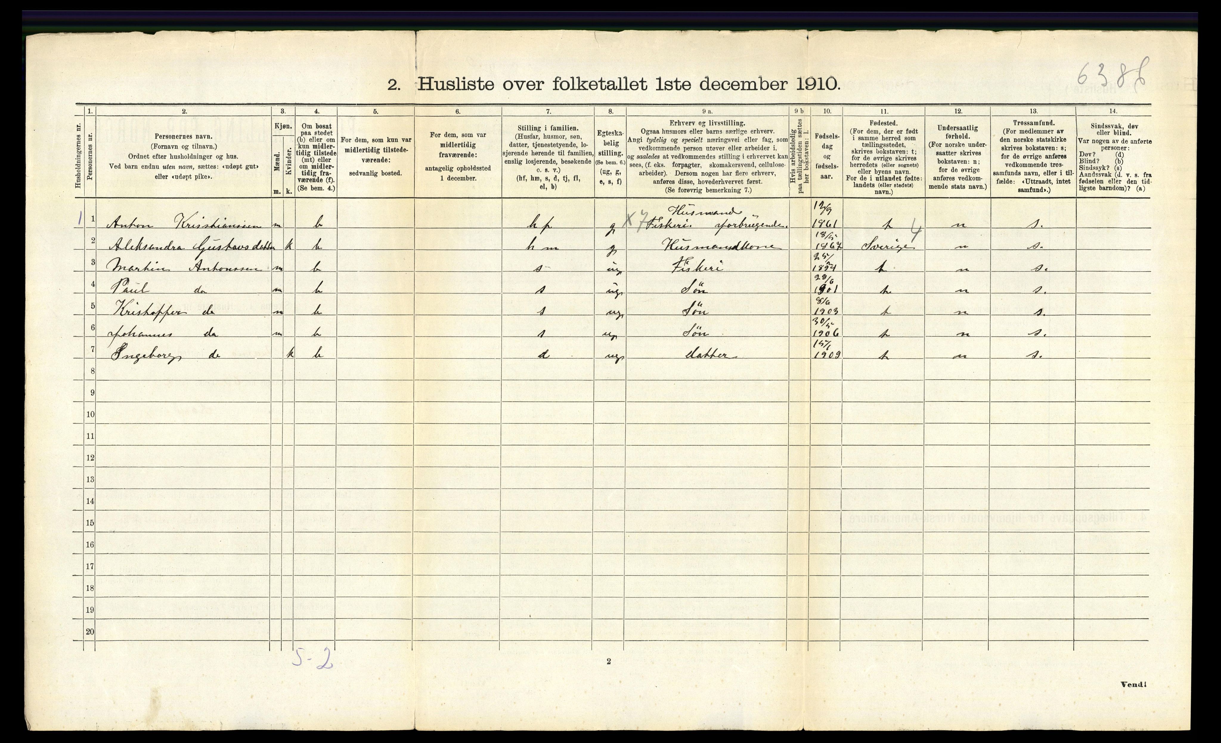 RA, 1910 census for Nesna, 1910, p. 845