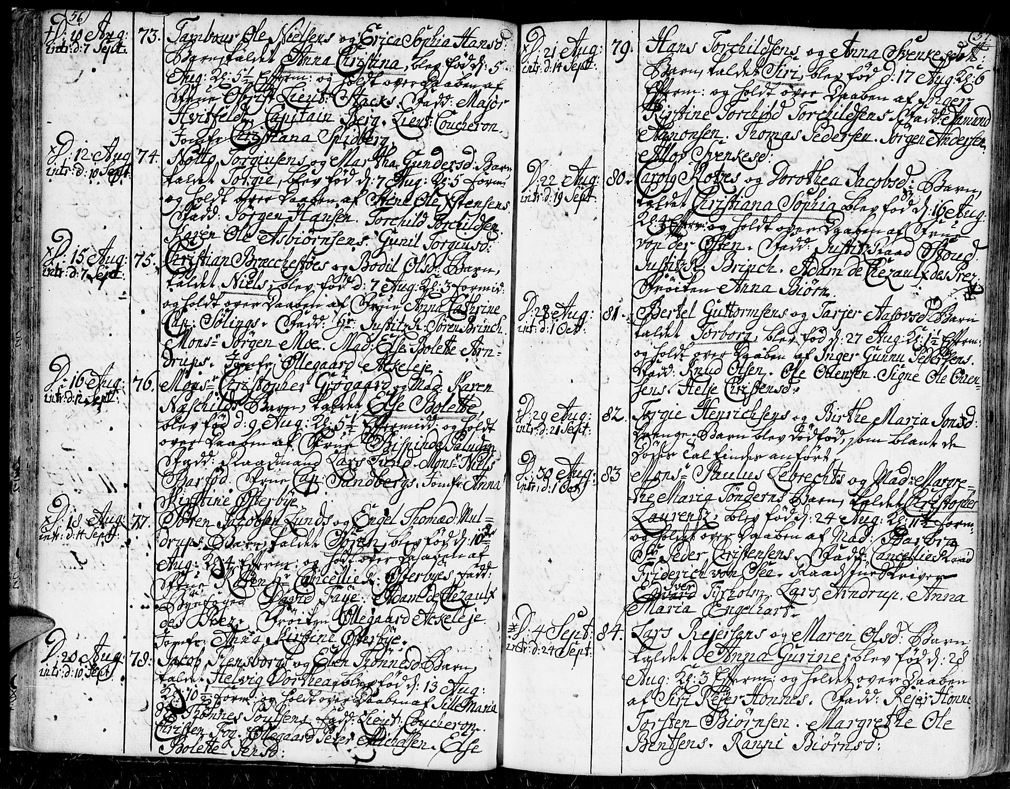 Kristiansand domprosti, AV/SAK-1112-0006/F/Fa/L0002: Parish register (official) no. A 2, 1755-1778, p. 56-57