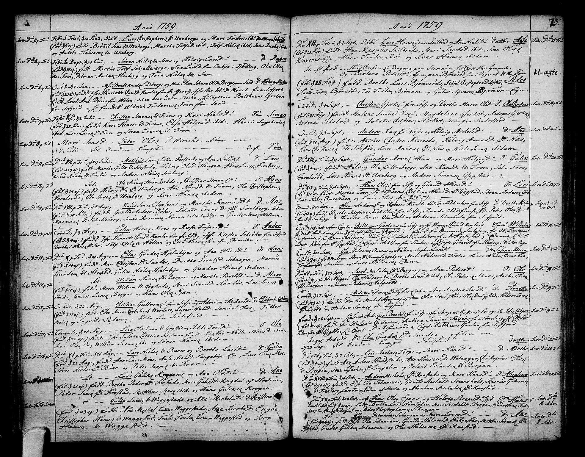 Sandar kirkebøker, SAKO/A-243/F/Fa/L0002: Parish register (official) no. 2, 1733-1788, p. 73