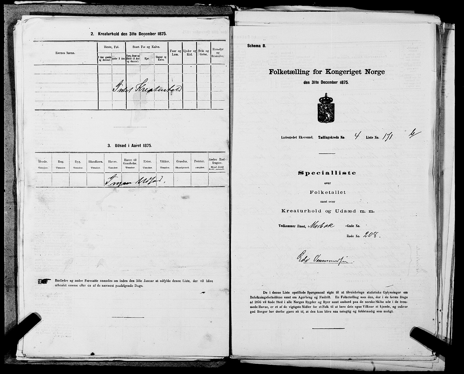 SAST, 1875 census for 1101B Eigersund parish, Egersund town, 1875, p. 365