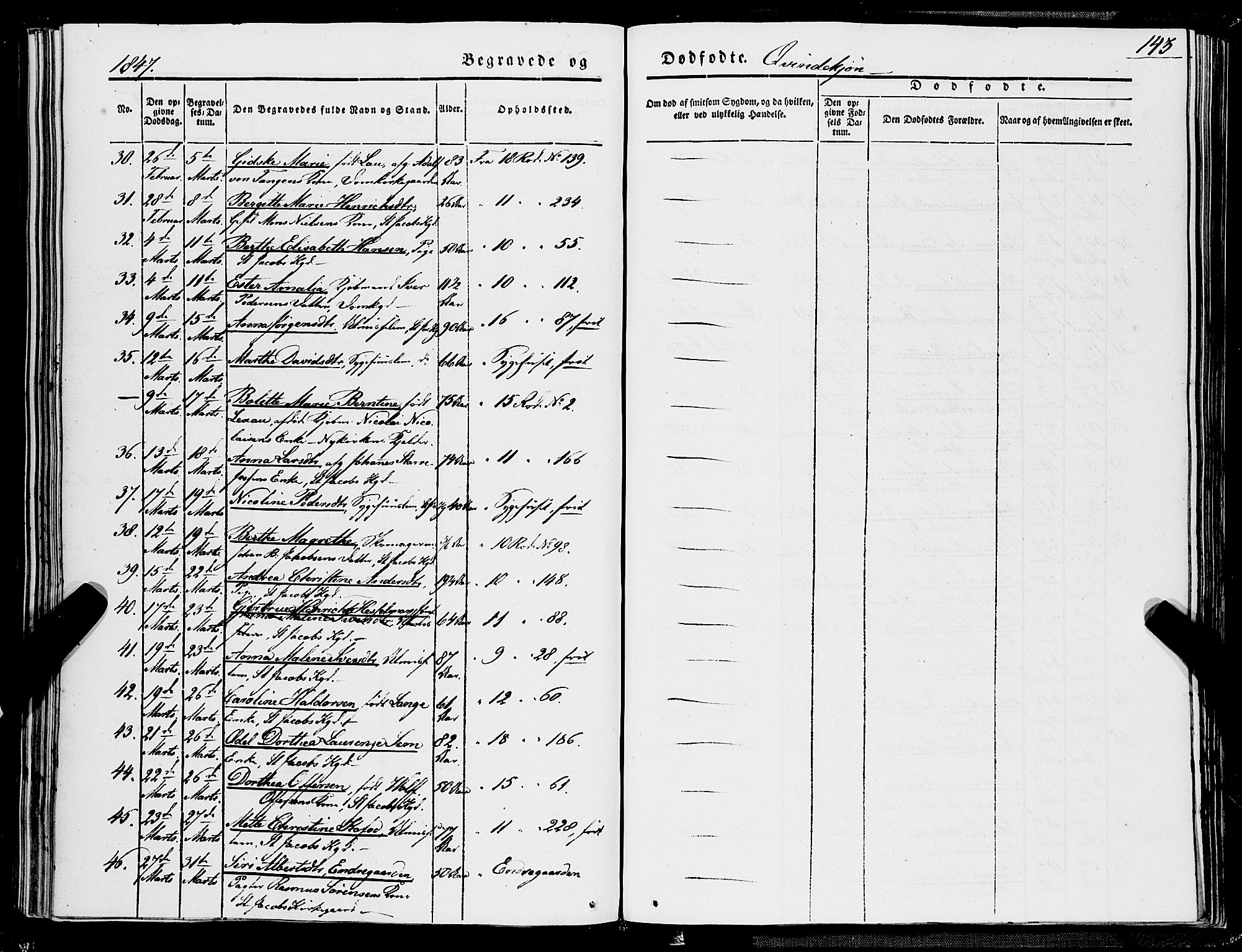 Domkirken sokneprestembete, AV/SAB-A-74801/H/Haa/L0040: Parish register (official) no. E 1, 1841-1853, p. 143